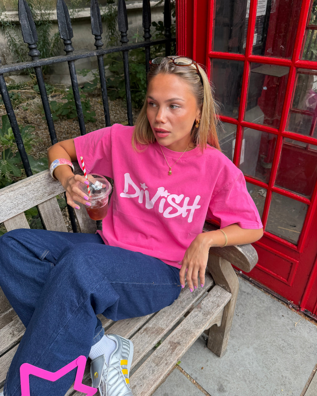 DUA TEE KORTÆRMET - PINK - Dinvintageshop