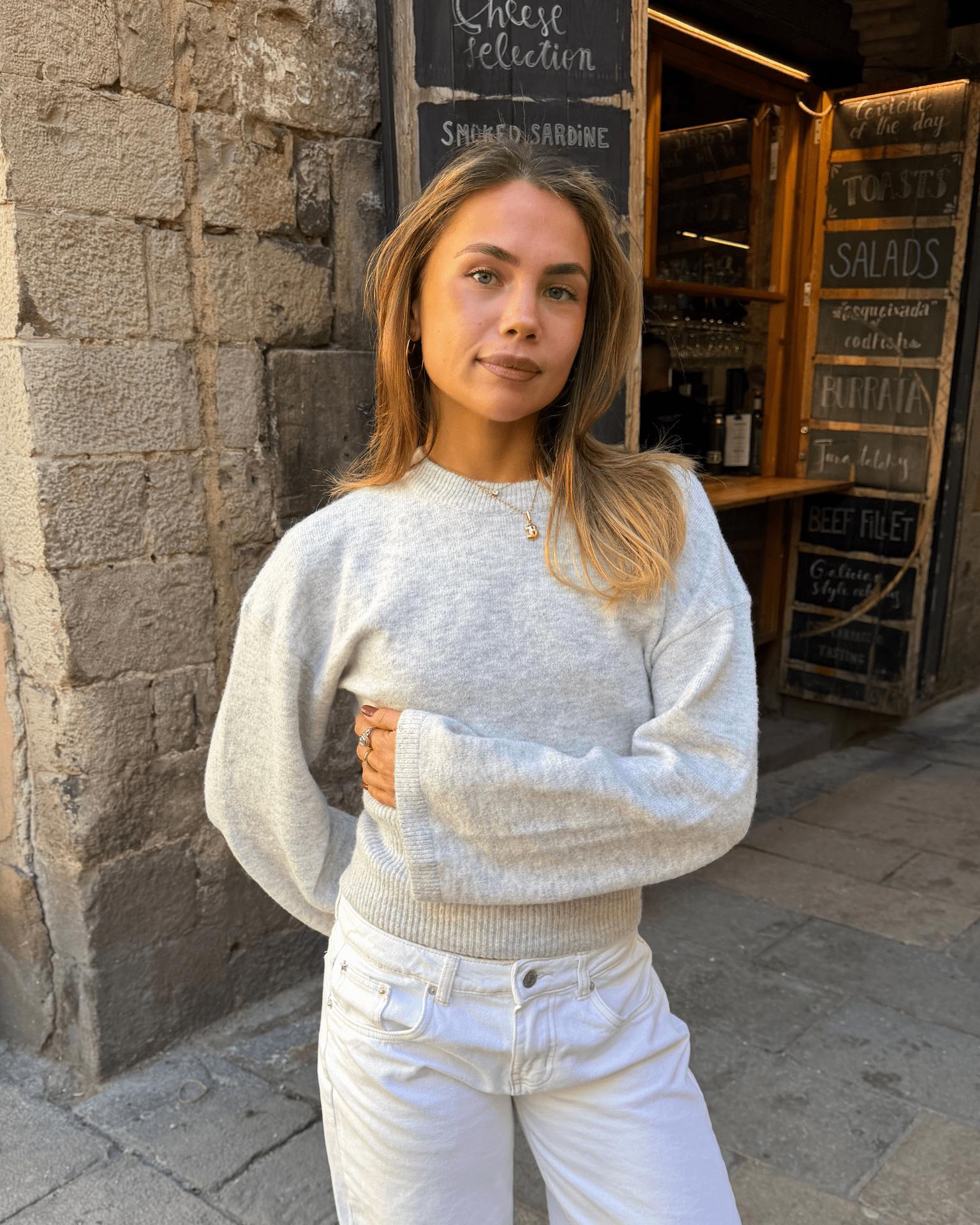 ELLEN ANGEL SLEEVE KNIT - LT GREY