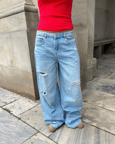 EMMA BAGGY JEANS - LIGHT BLUE RIPPED