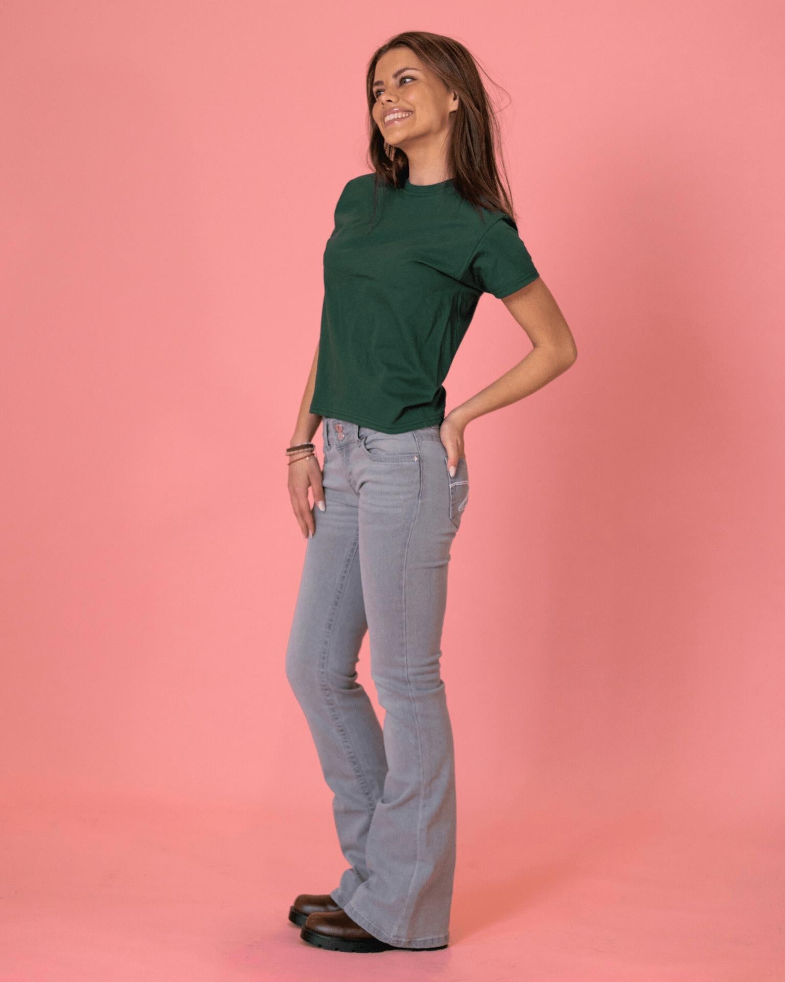 ERIKA LOW BOOTCUT JEANS - LIGHT GREY