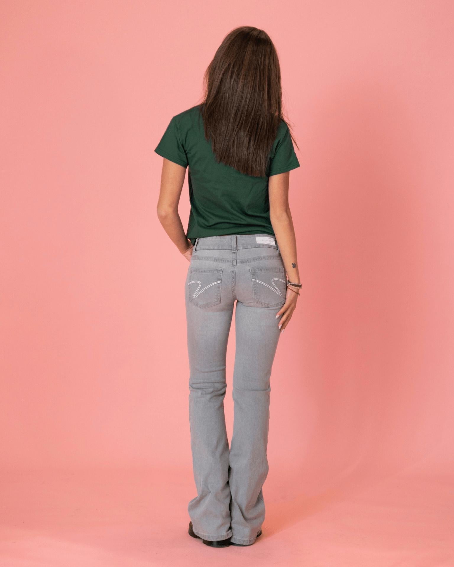 ERIKA LOW BOOTCUT JEANS - LIGHT GREY