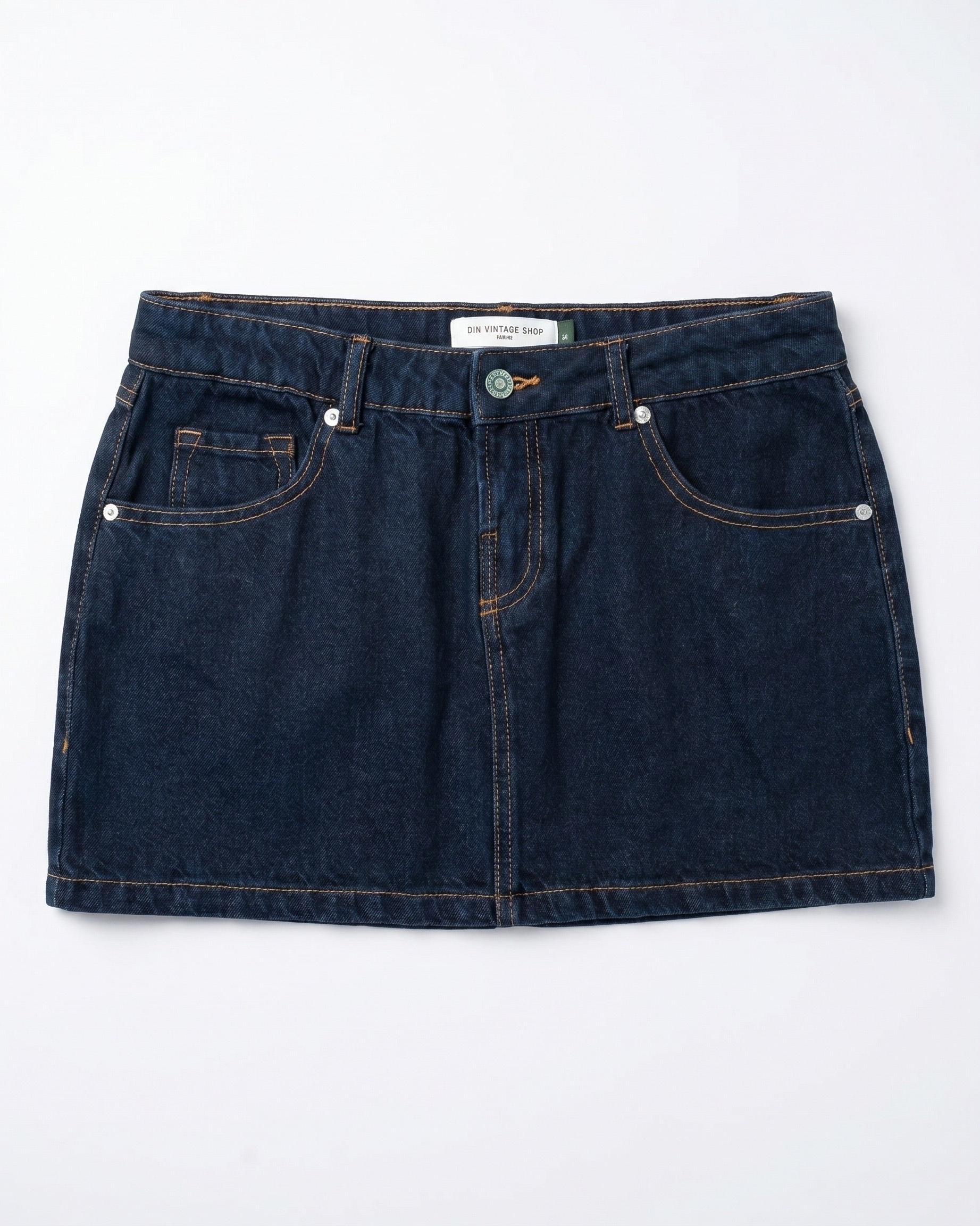 ESTHER DENIM MINI SKIRT - DARK BLUE - Dinvintageshop