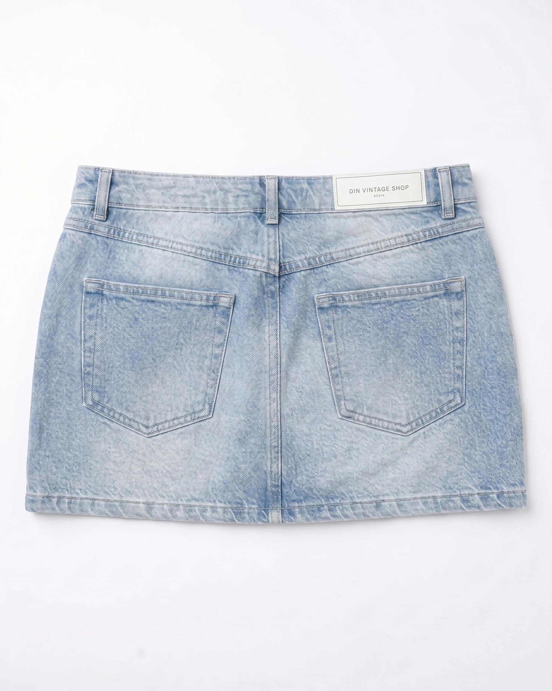 ESTHER DENIM MINI SKIRT - LIGHT BLUE - Dinvintageshop