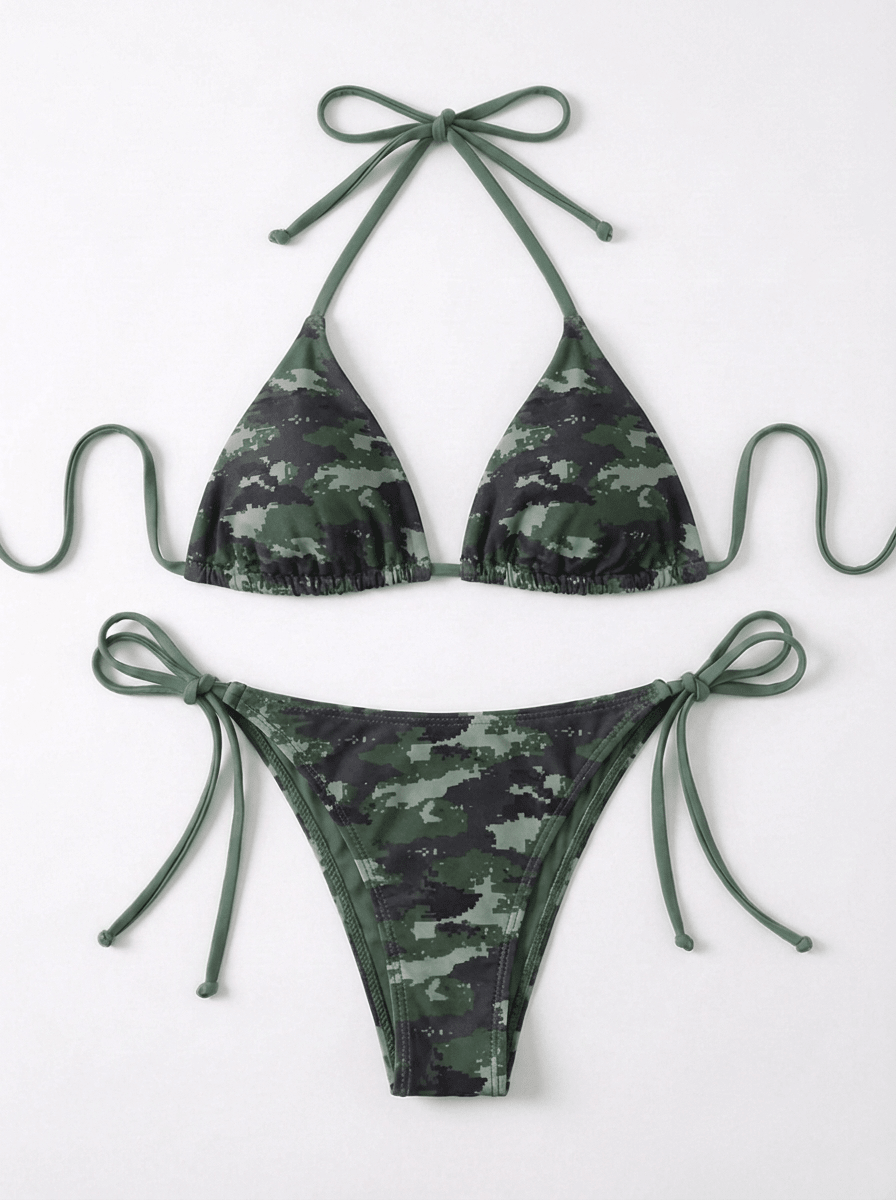 FILIPPA REVERSIBLE BIKINI SET - ARMY/CAMO - Dinvintageshop