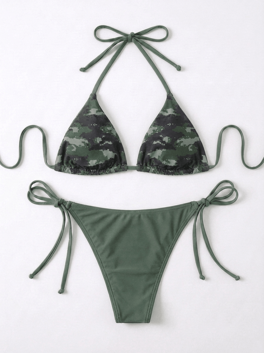 FILIPPA REVERSIBLE BIKINI SET - ARMY/CAMO - Dinvintageshop