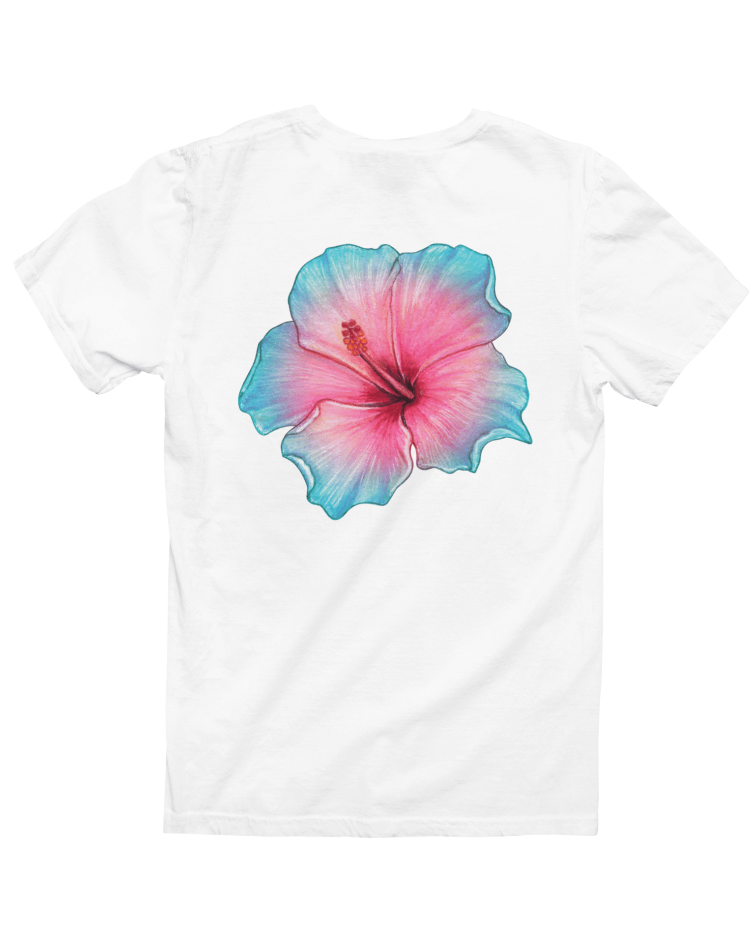 HAWAII (blå) UNISEX T-SHIRT (rygprint) - HVID - Dinvintageshop