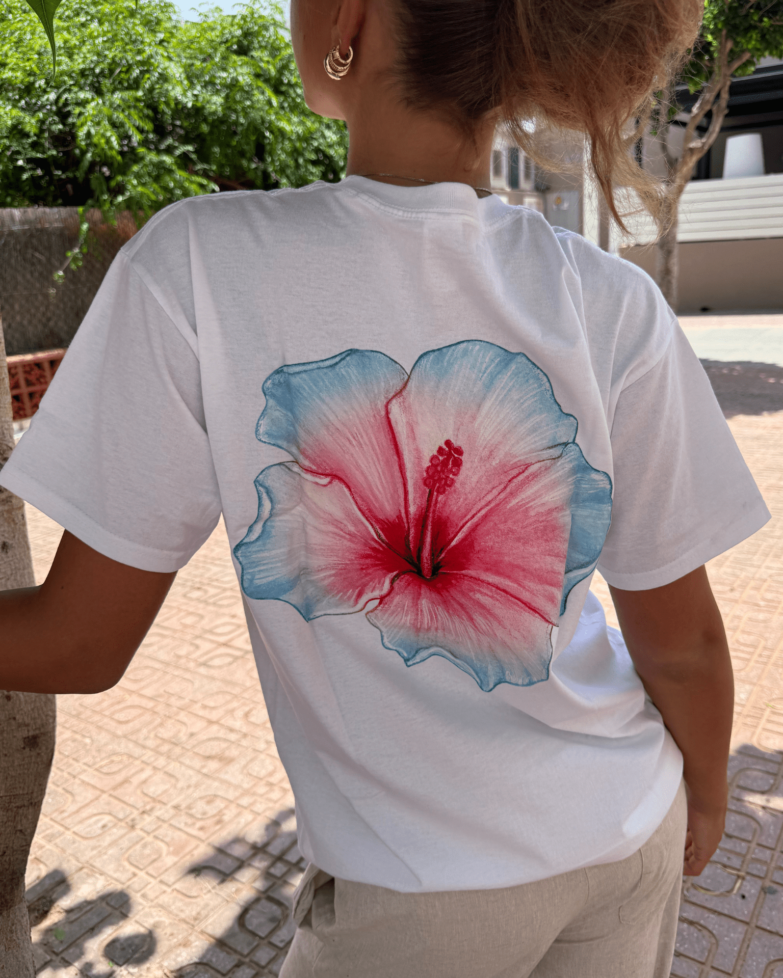 HAWAII (blå) UNISEX T-SHIRT (rygprint) - HVID - Dinvintageshop
