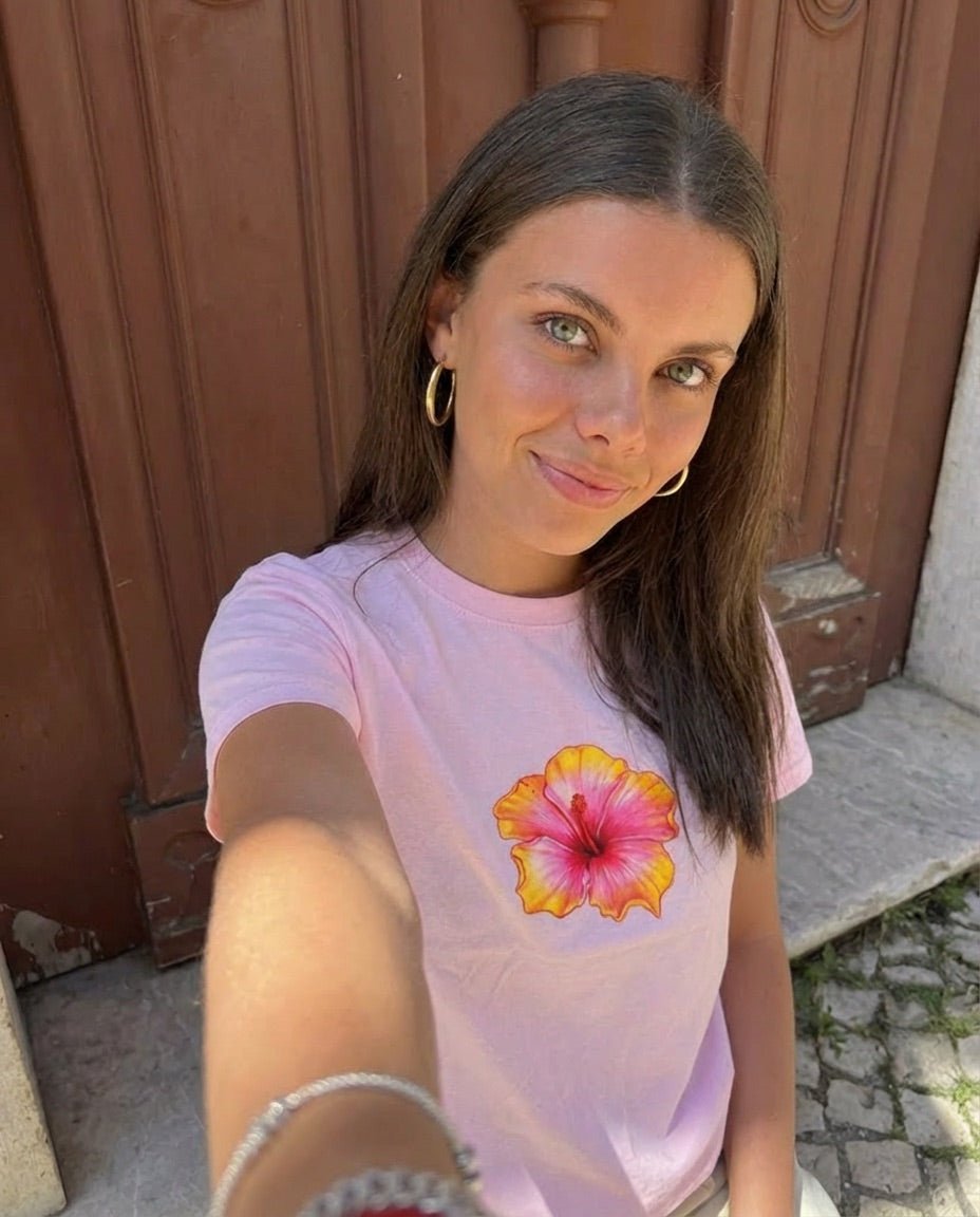 HAWAII (gul) BABY TEE - LYSERØD - Dinvintageshop