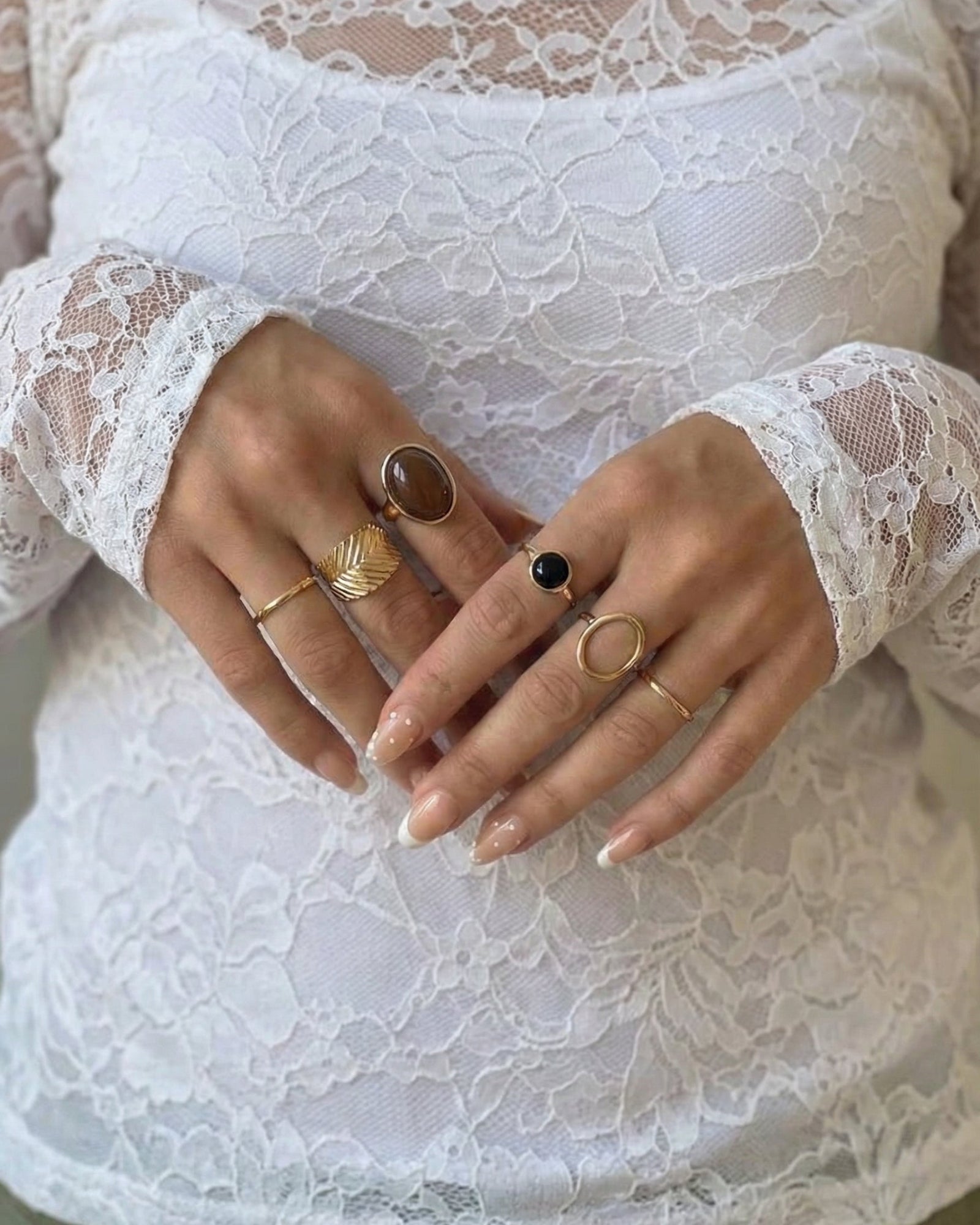KIKI RING-SÆT (6-Pack) - GOLD/BROWN