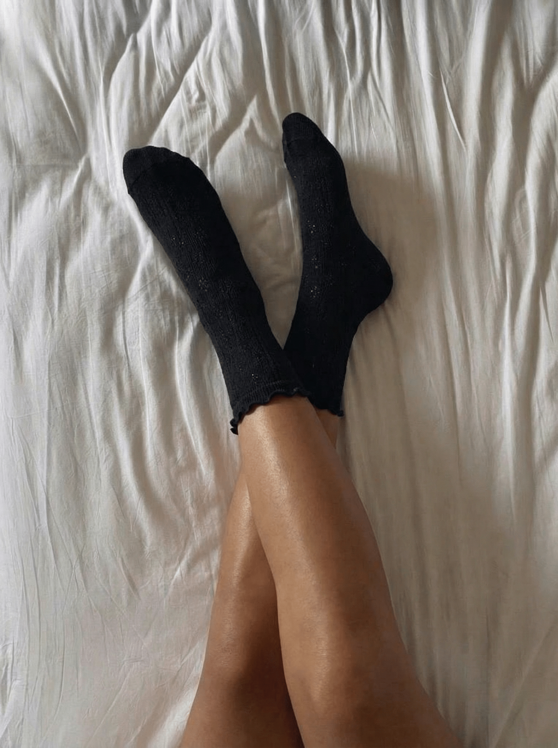 THERESE POINTELLE SOCKS - BLACK