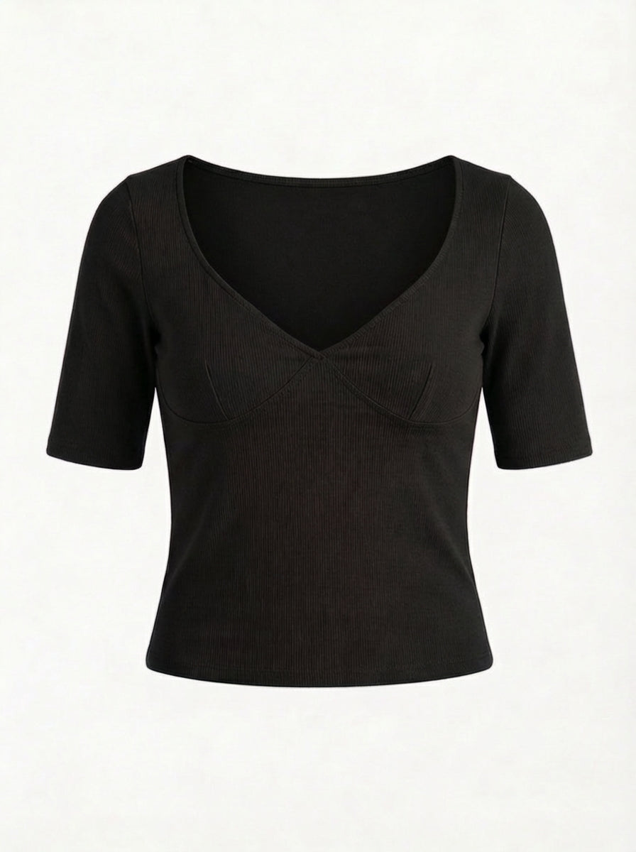 ELVIRA TOP - BLACK - Dinvintageshop