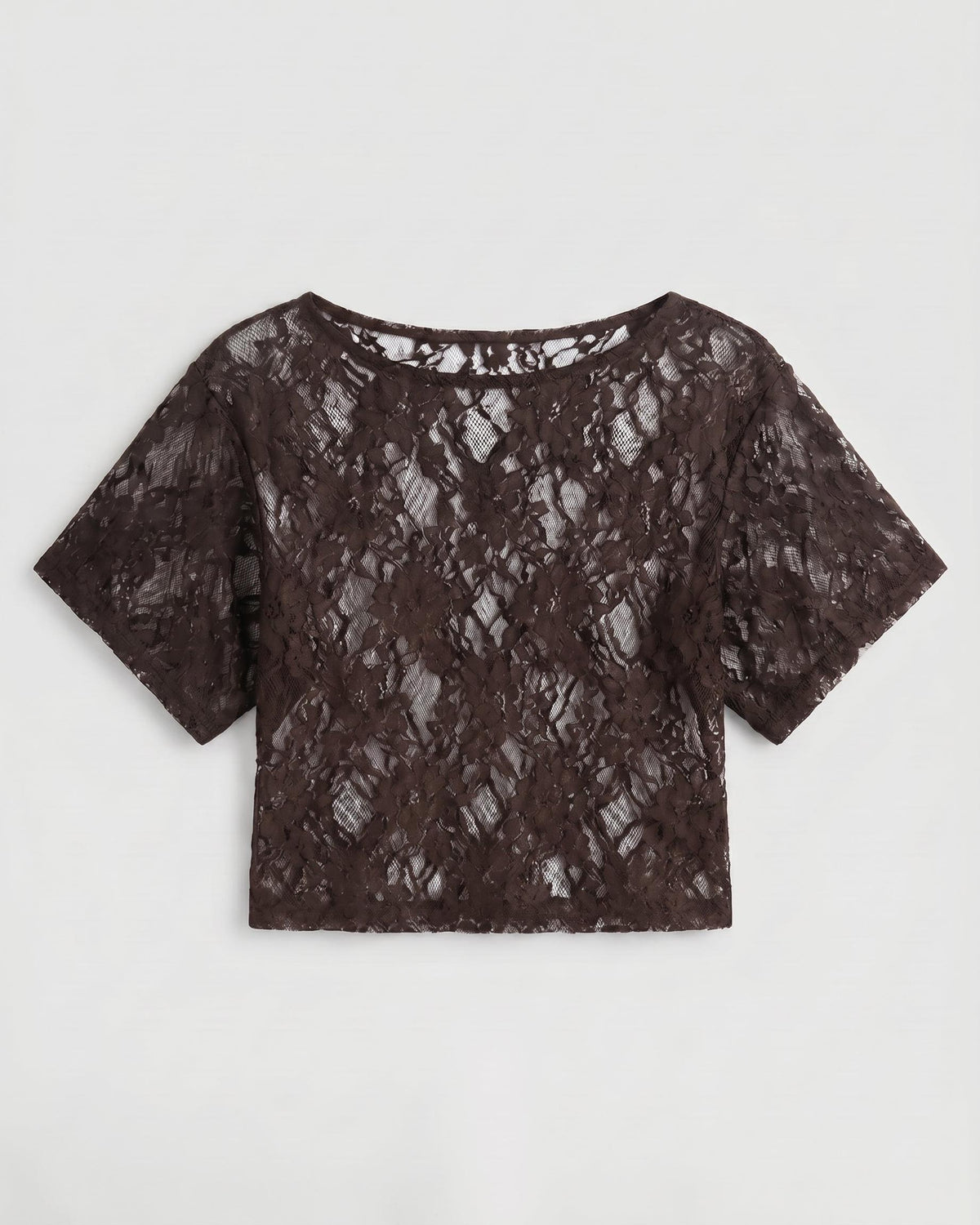 MATHILDE LACE TOP - BROWN - Dinvintageshop