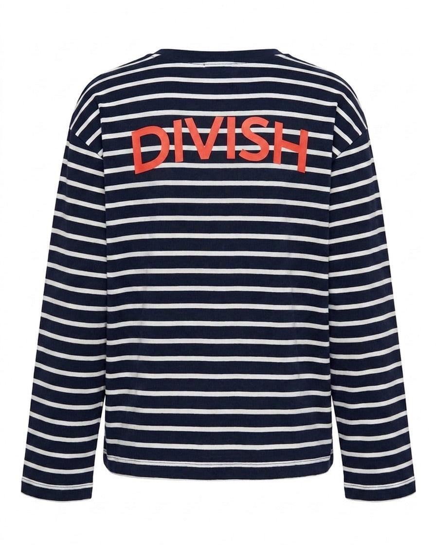 DINA STRIPE TEE - NAVY/CORAL
