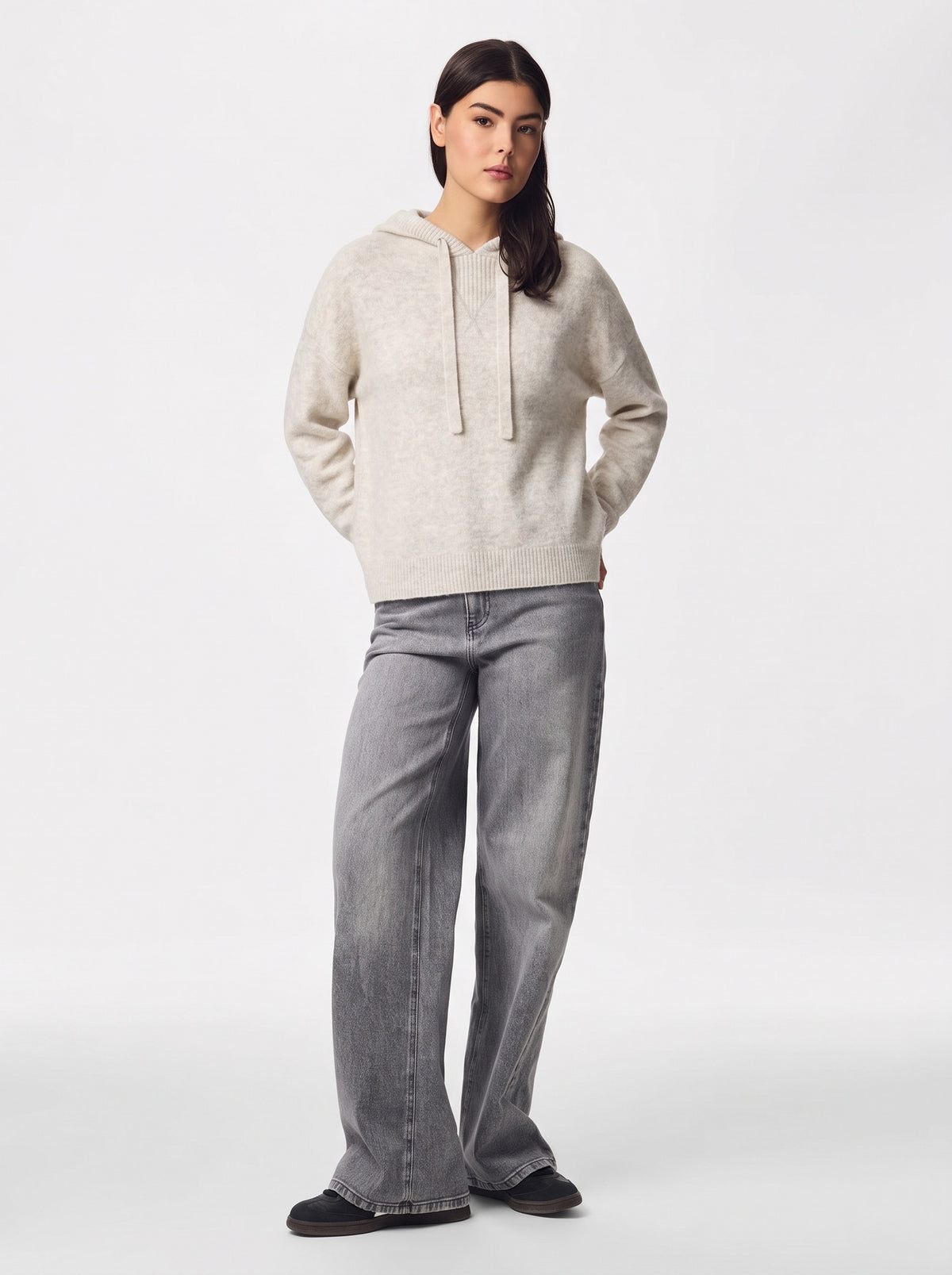 MALOU KNIT HOODIE - BIRCH MELANGE
