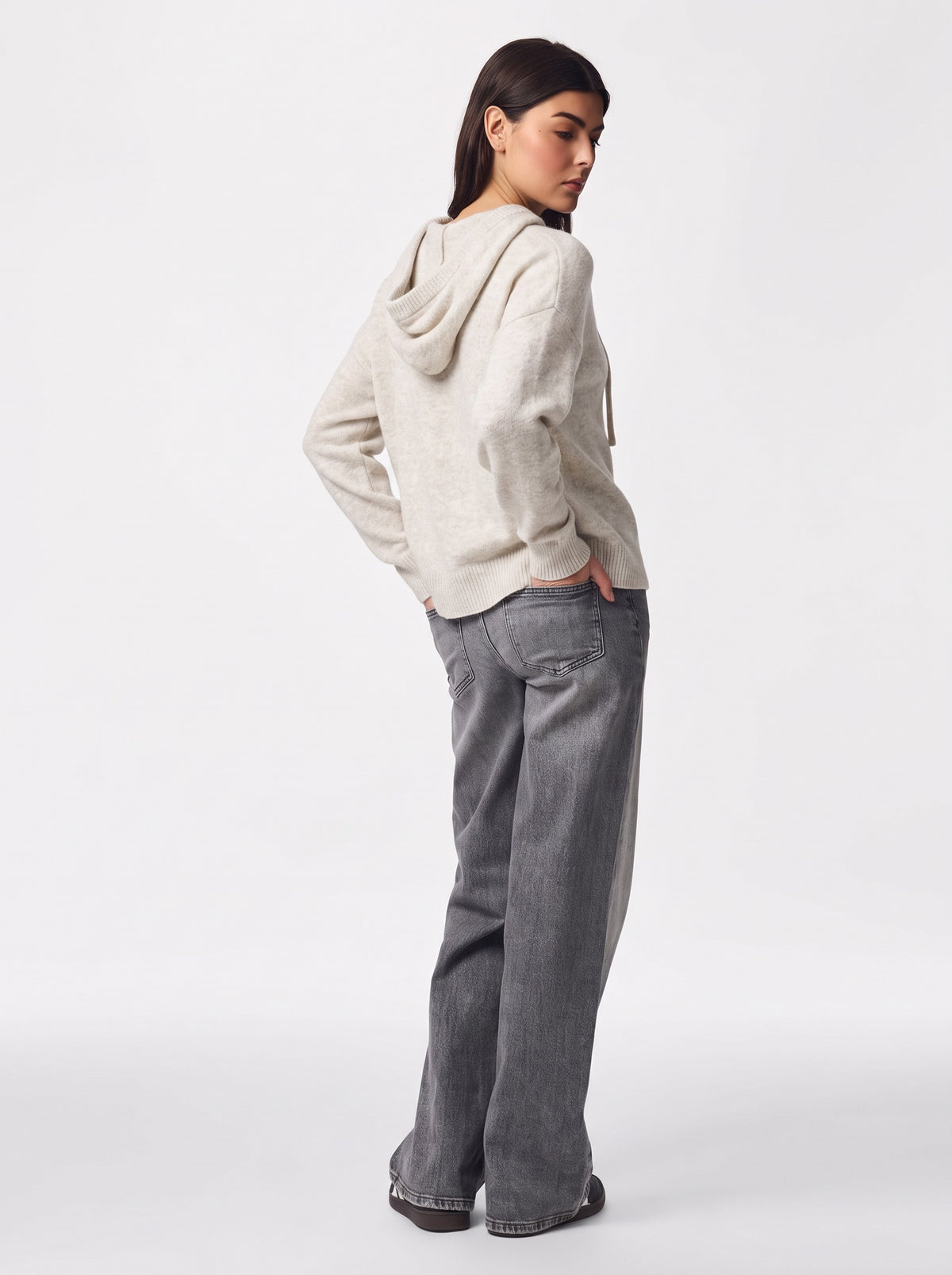 MALOU KNIT HOODIE - BIRCH MELANGE