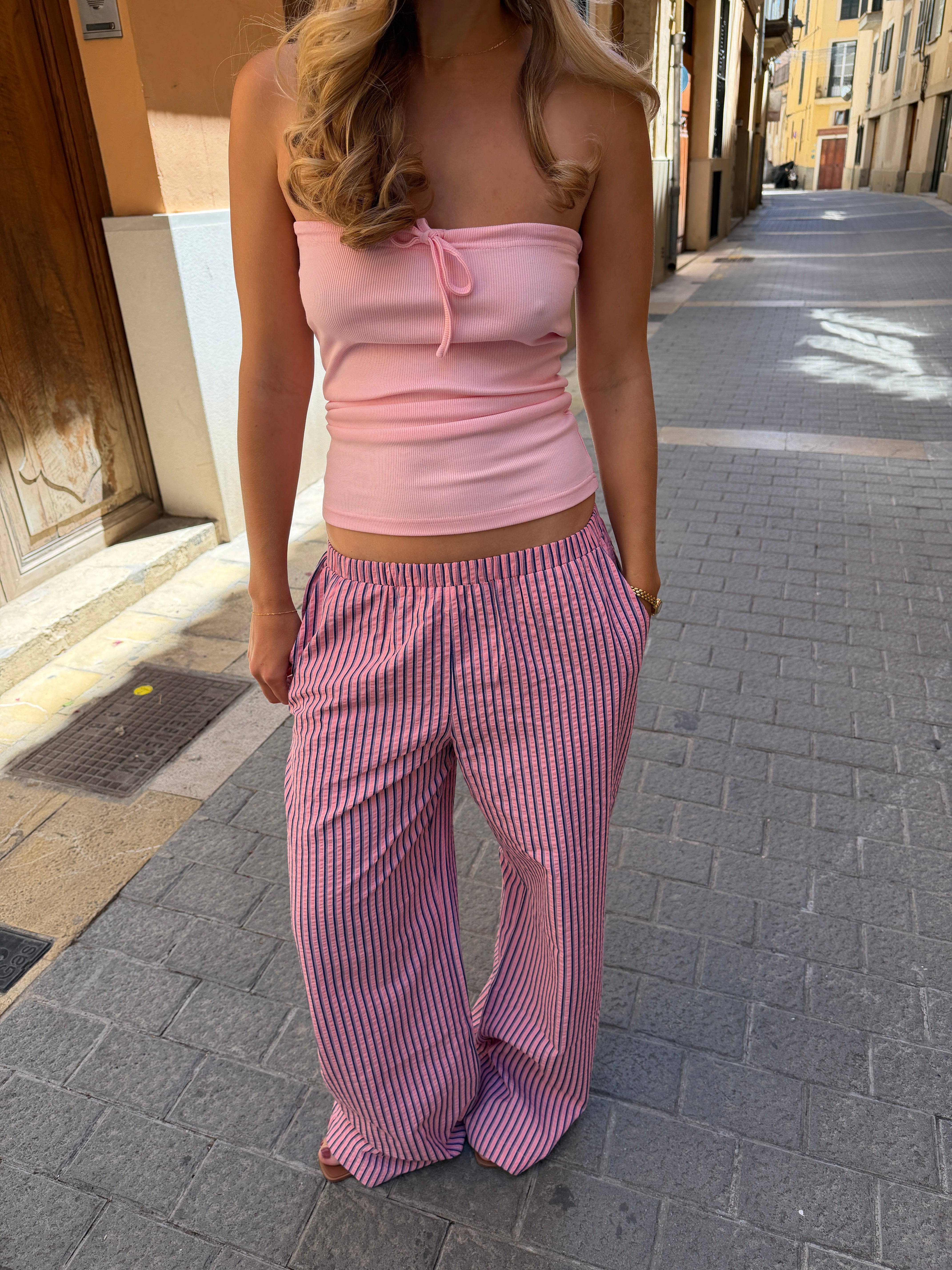 IDA STRIPE PANT - CORAL - Dinvintageshop