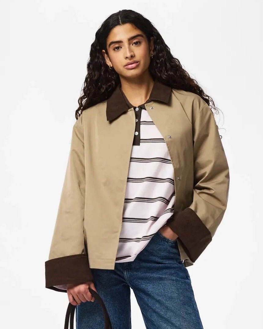 JORMA SHORT JACKET - GREIGE/HOT FUDGE - Dinvintageshop