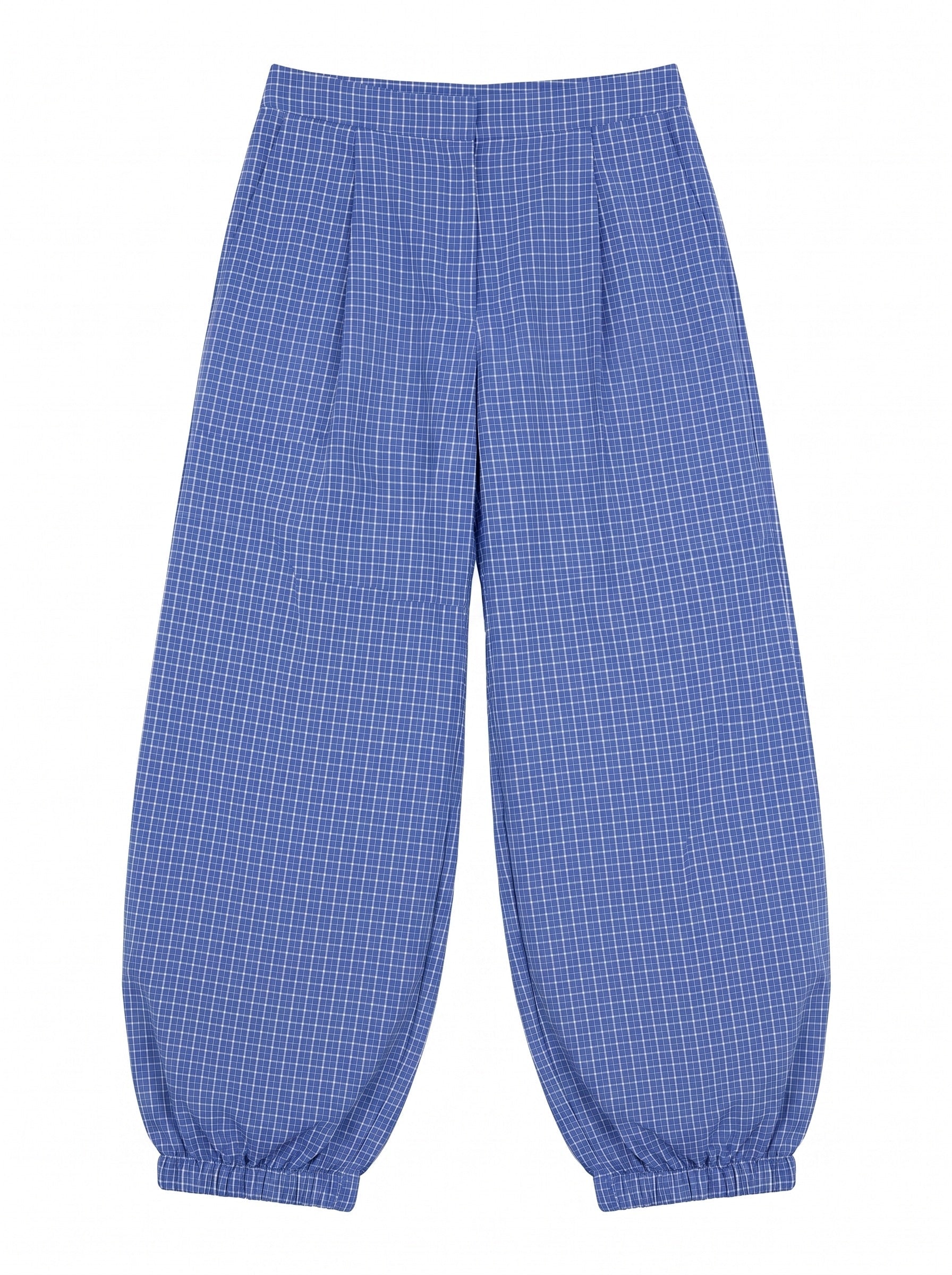 JULIA BALLOON PANTS - BLUE CHECK - Dinvintageshop