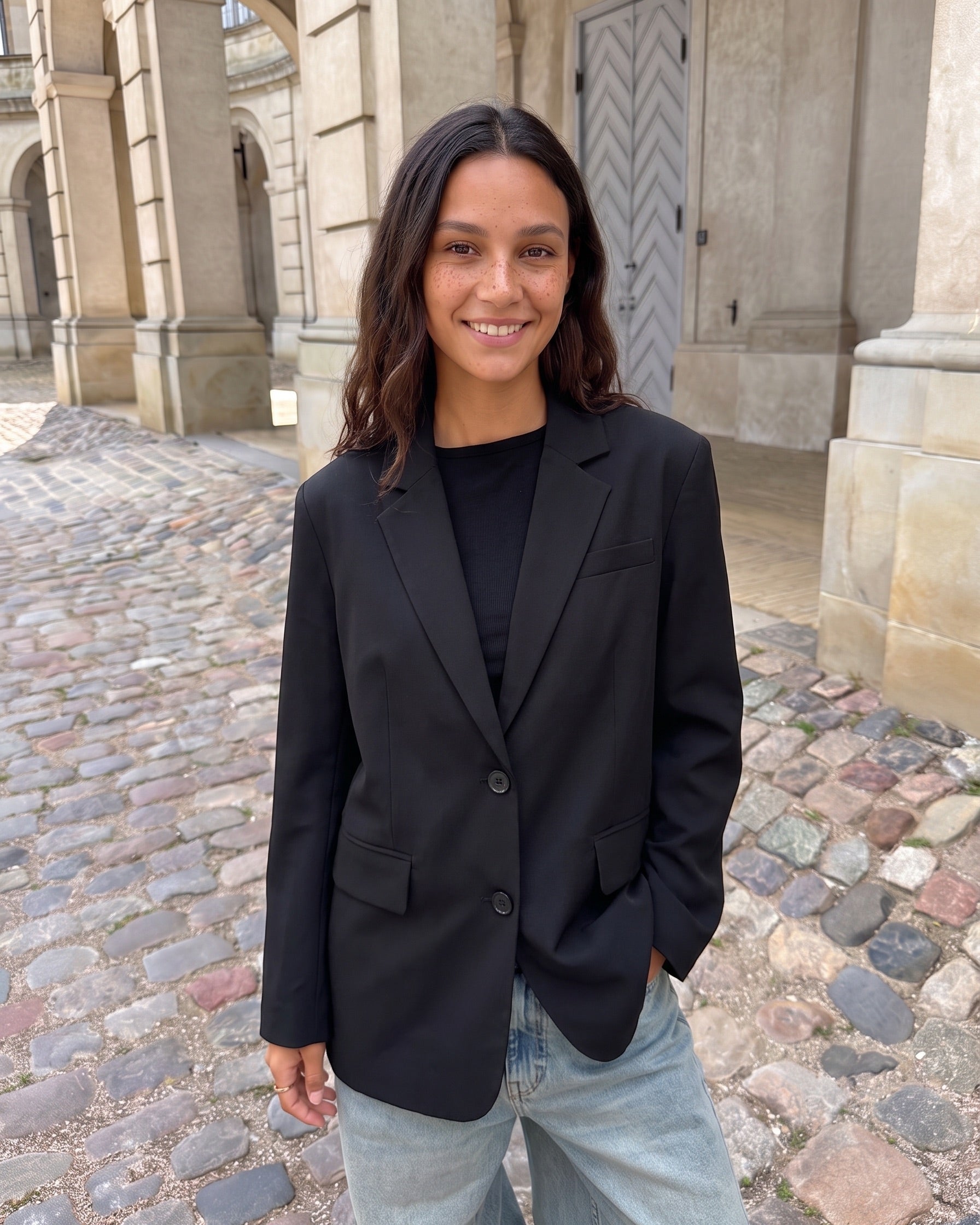 KAMIL LOOSE BLAZER - BLACK - Dinvintageshop