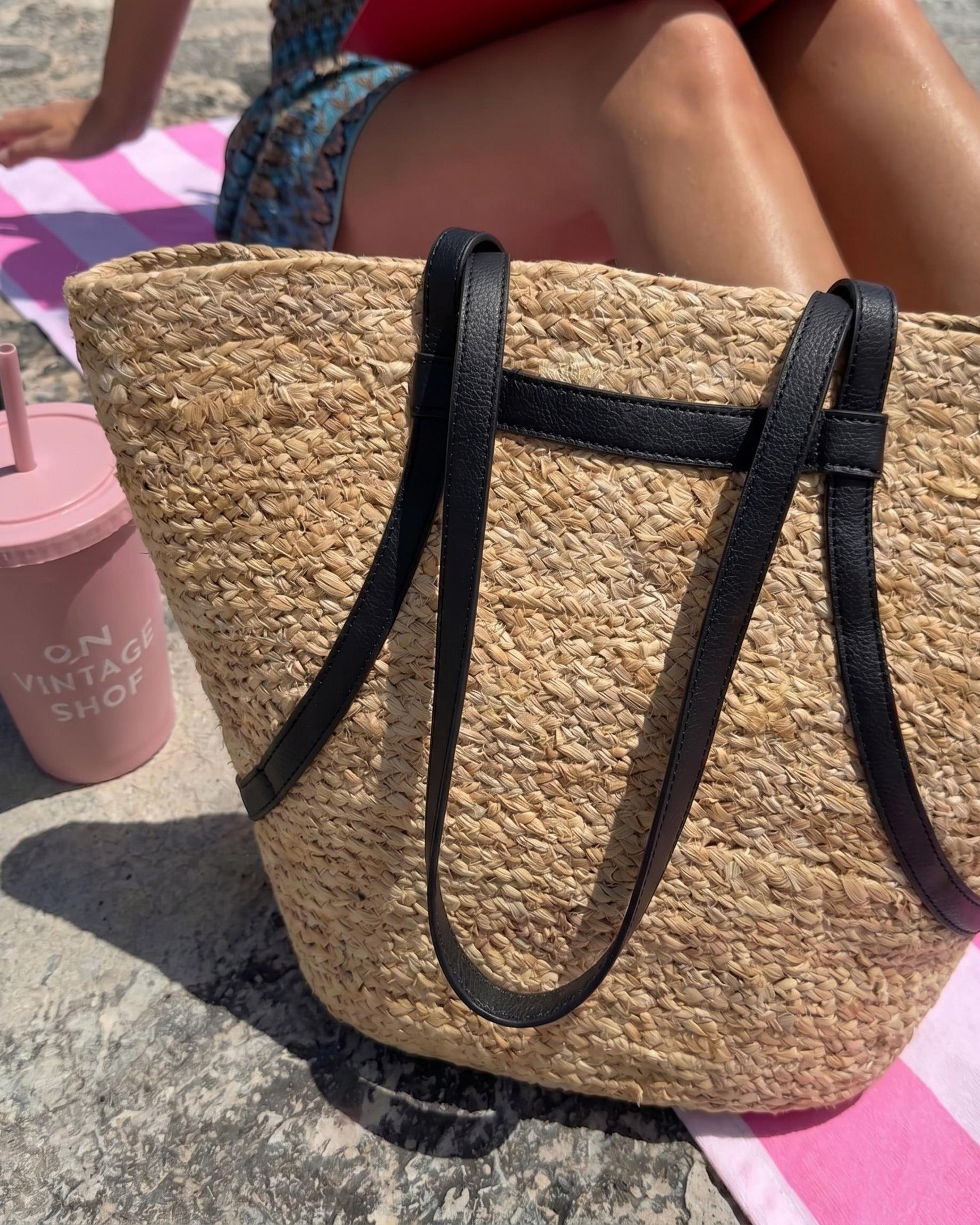 KENNA JUTE SHOPPER - NATURE/BLACK - Dinvintageshop