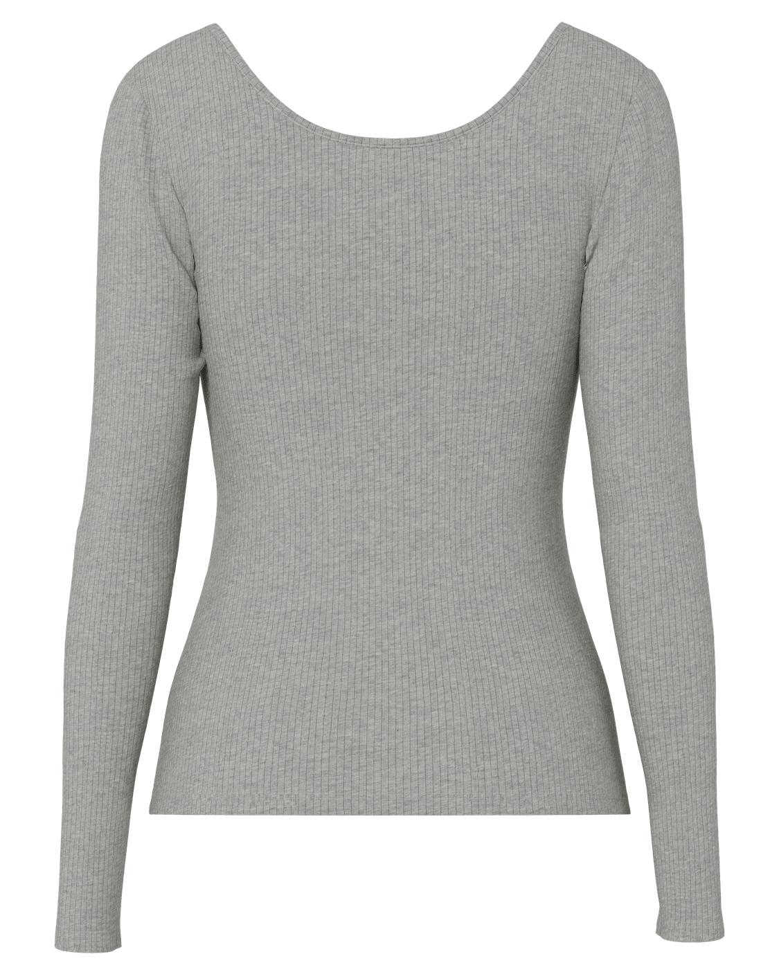 KITTE LANGÆRMET TOP - MEDIUM GREY MELANGE