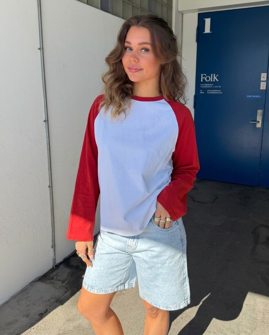 KLARA TEE - WHITE/RED - Dinvintageshop