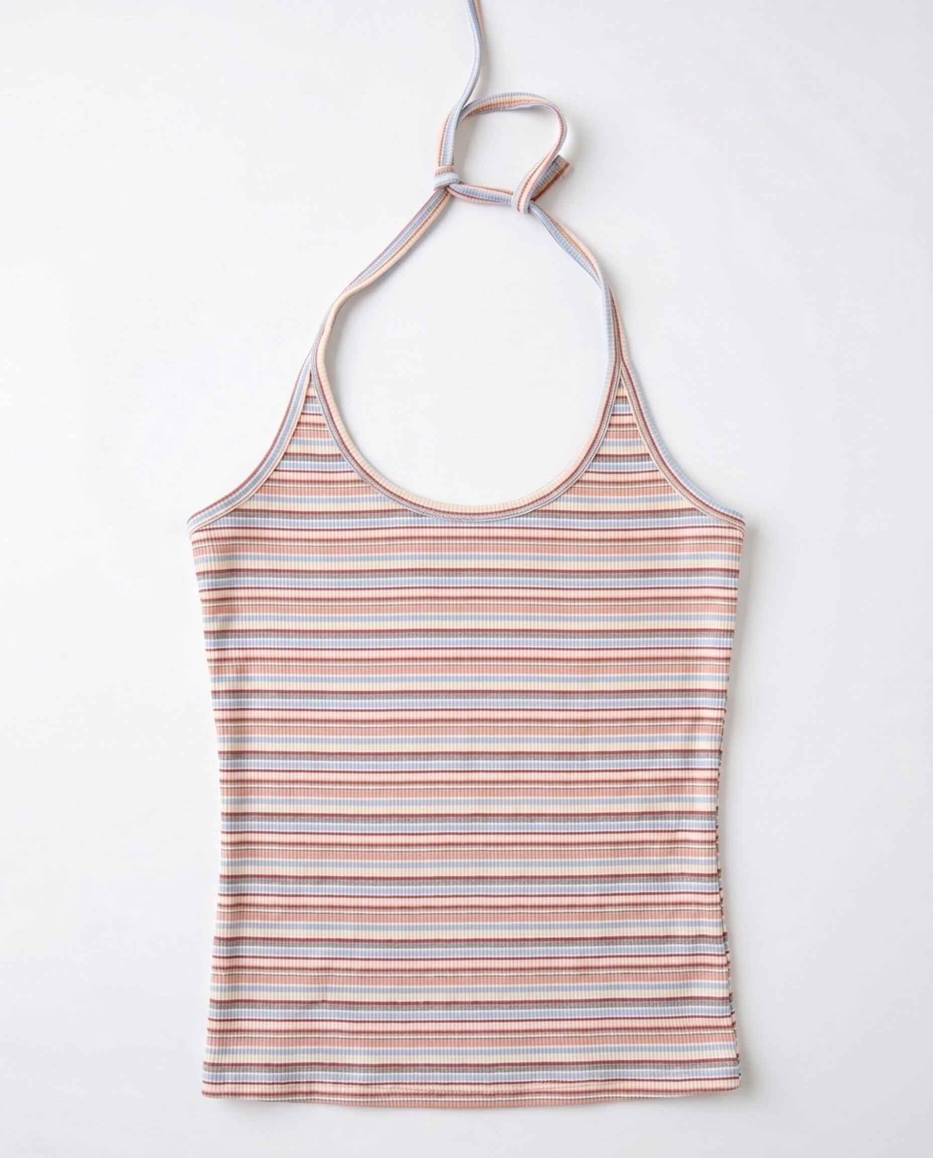 LINE STRIPE HALTERNECK TOP - BLUSH MIX - Dinvintageshop