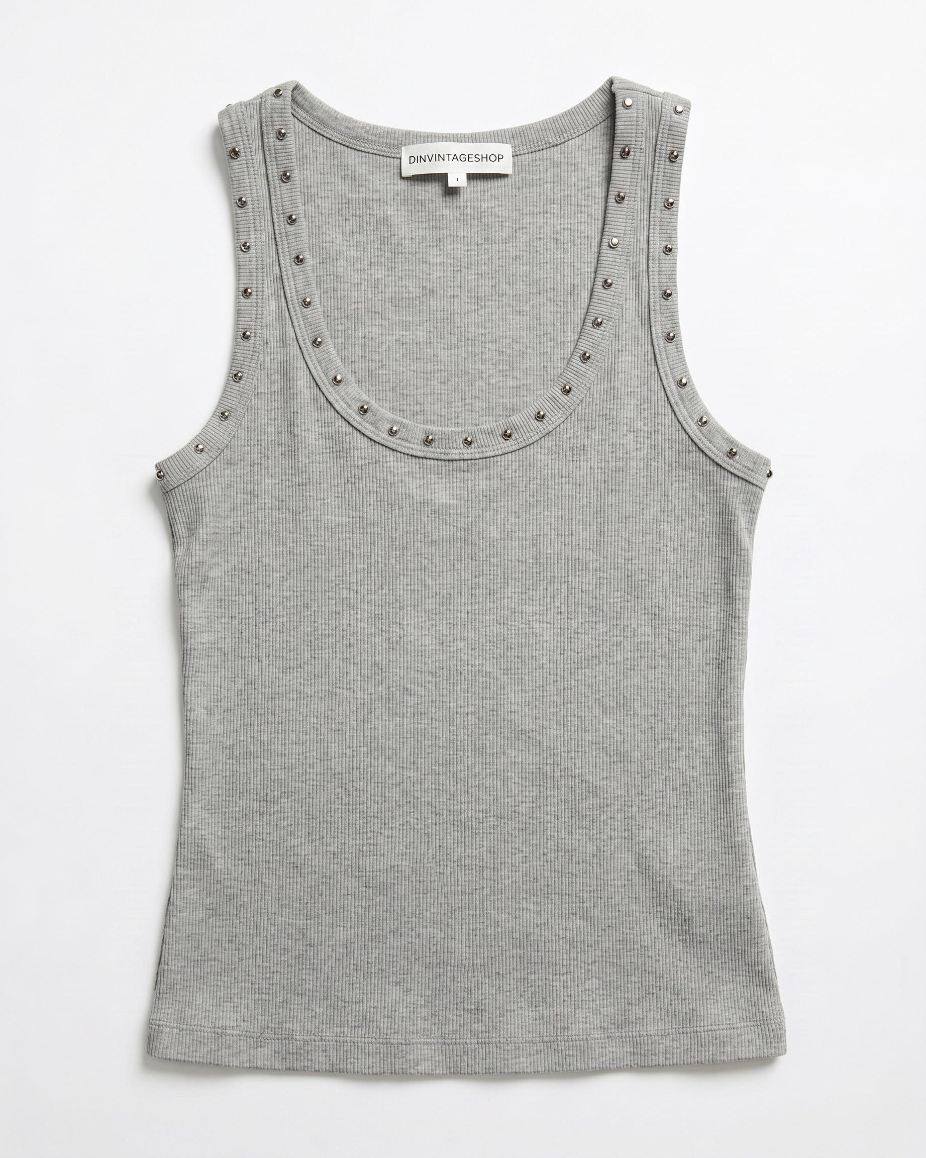LUNA STUDS TANK TOP - GREY - Dinvintageshop