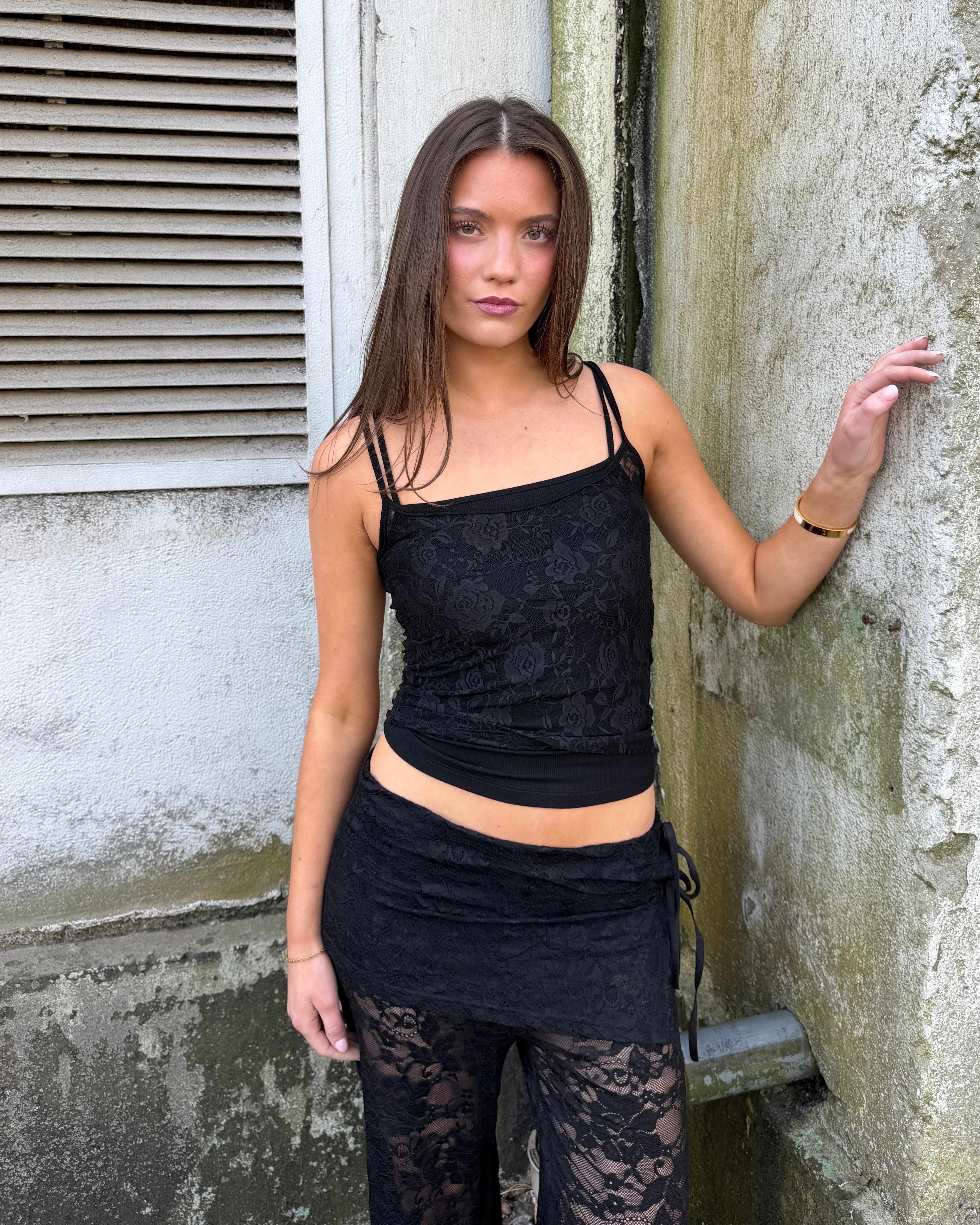 MALOU LACE TANK TOP - BLACK - Dinvintageshop