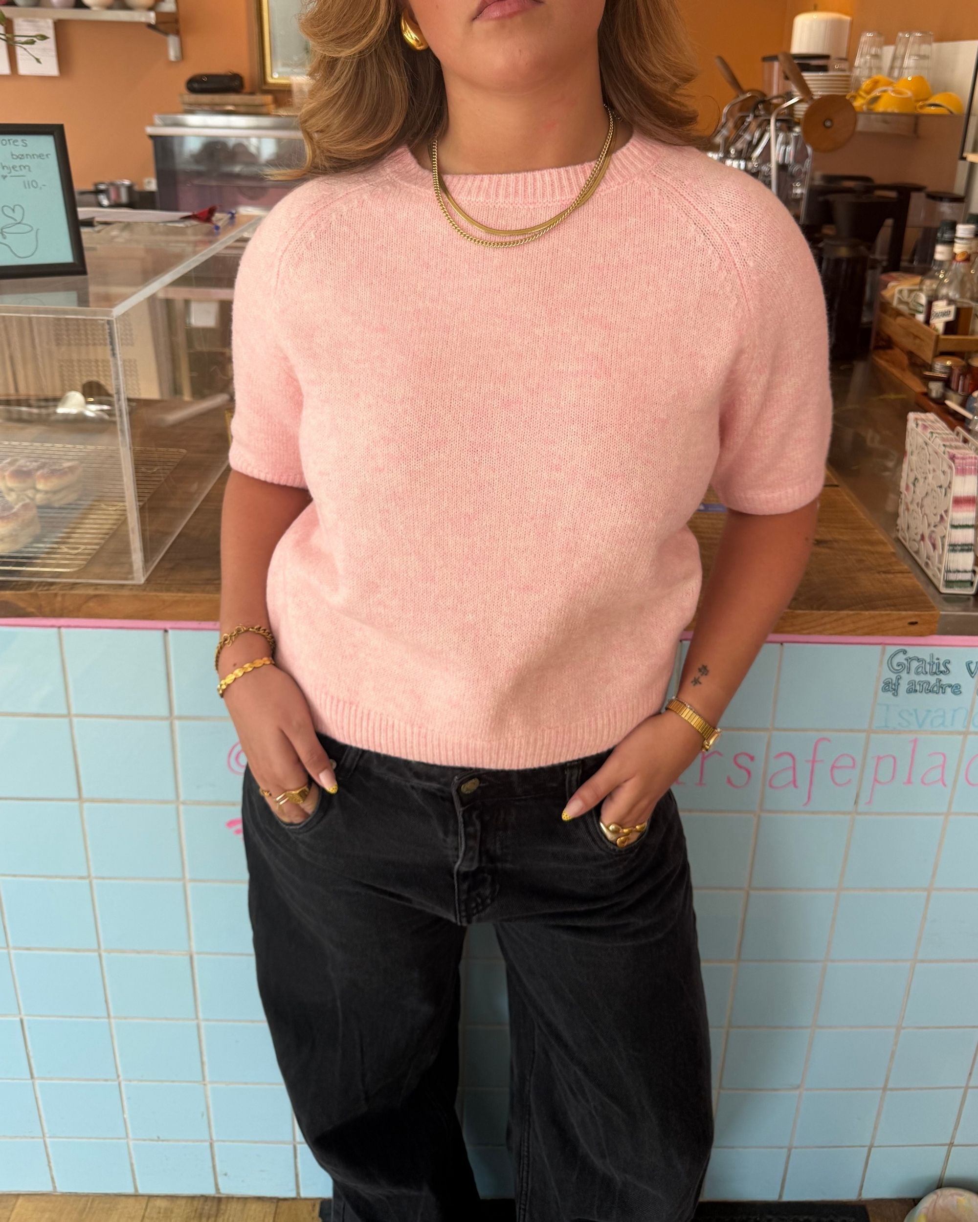 MIRA KORTÆRMET STRIK - CANDYFLOSS - Dinvintageshop