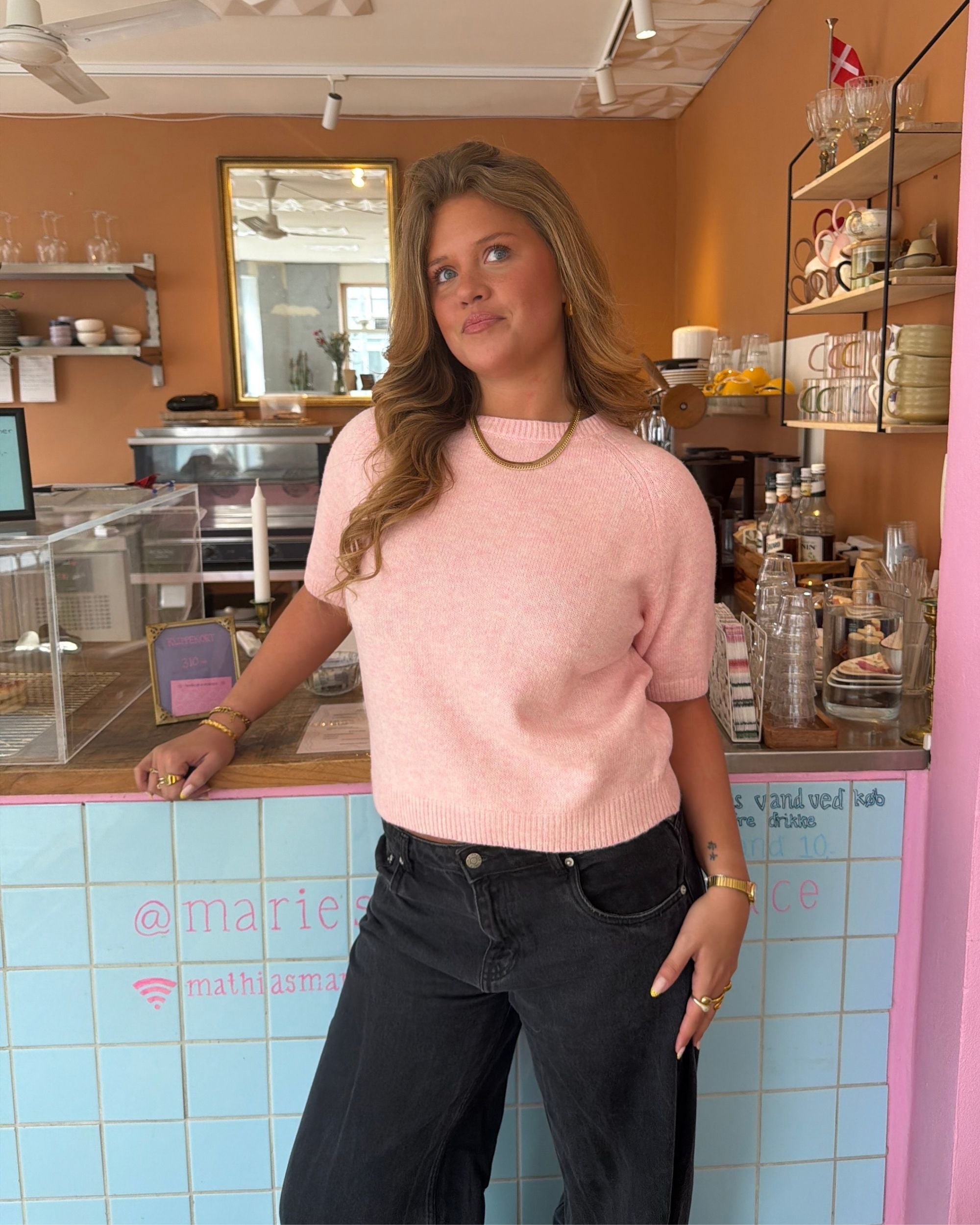 MIRA KORTÆRMET STRIK - CANDYFLOSS - Dinvintageshop