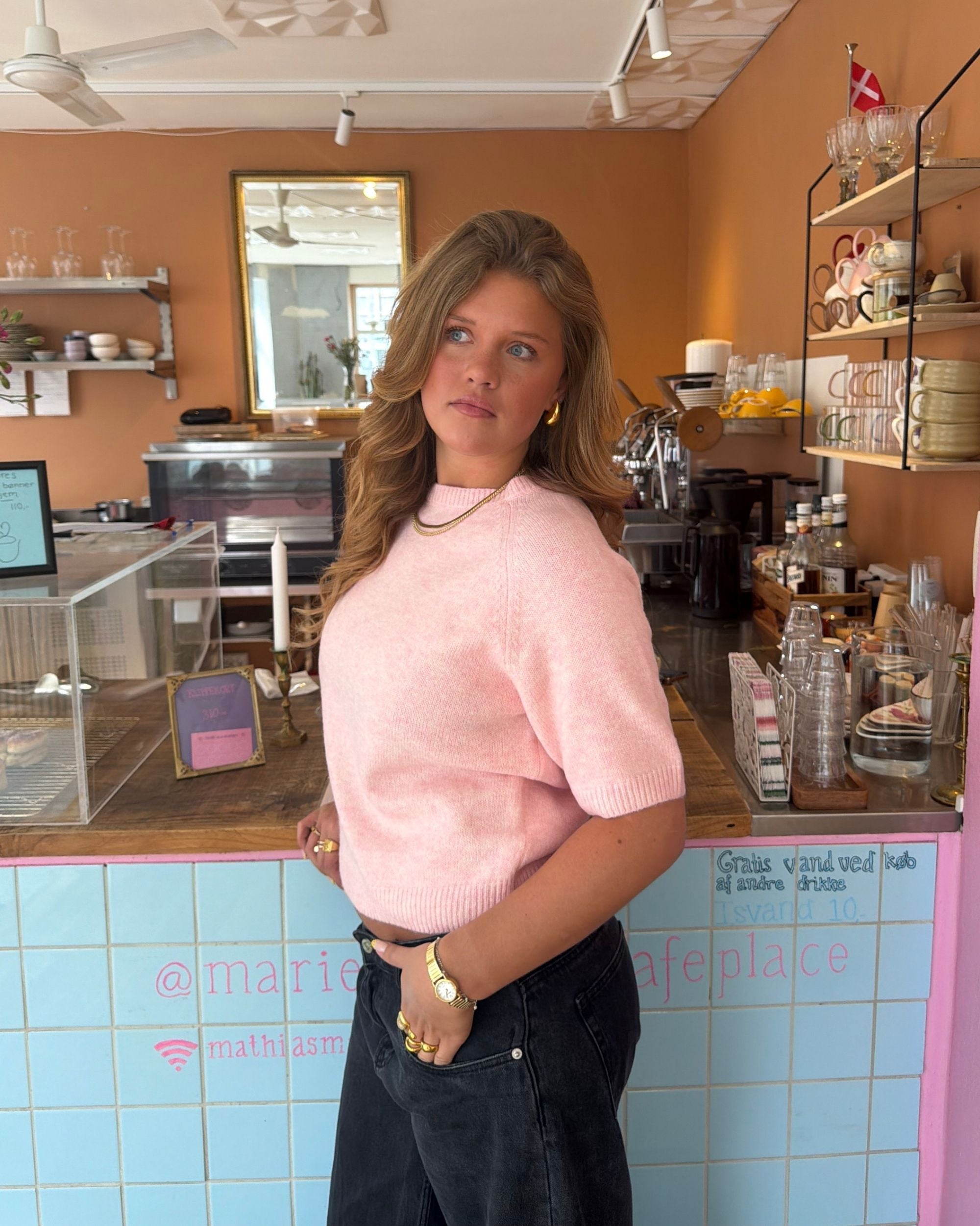 MIRA KORTÆRMET STRIK - CANDYFLOSS - Dinvintageshop