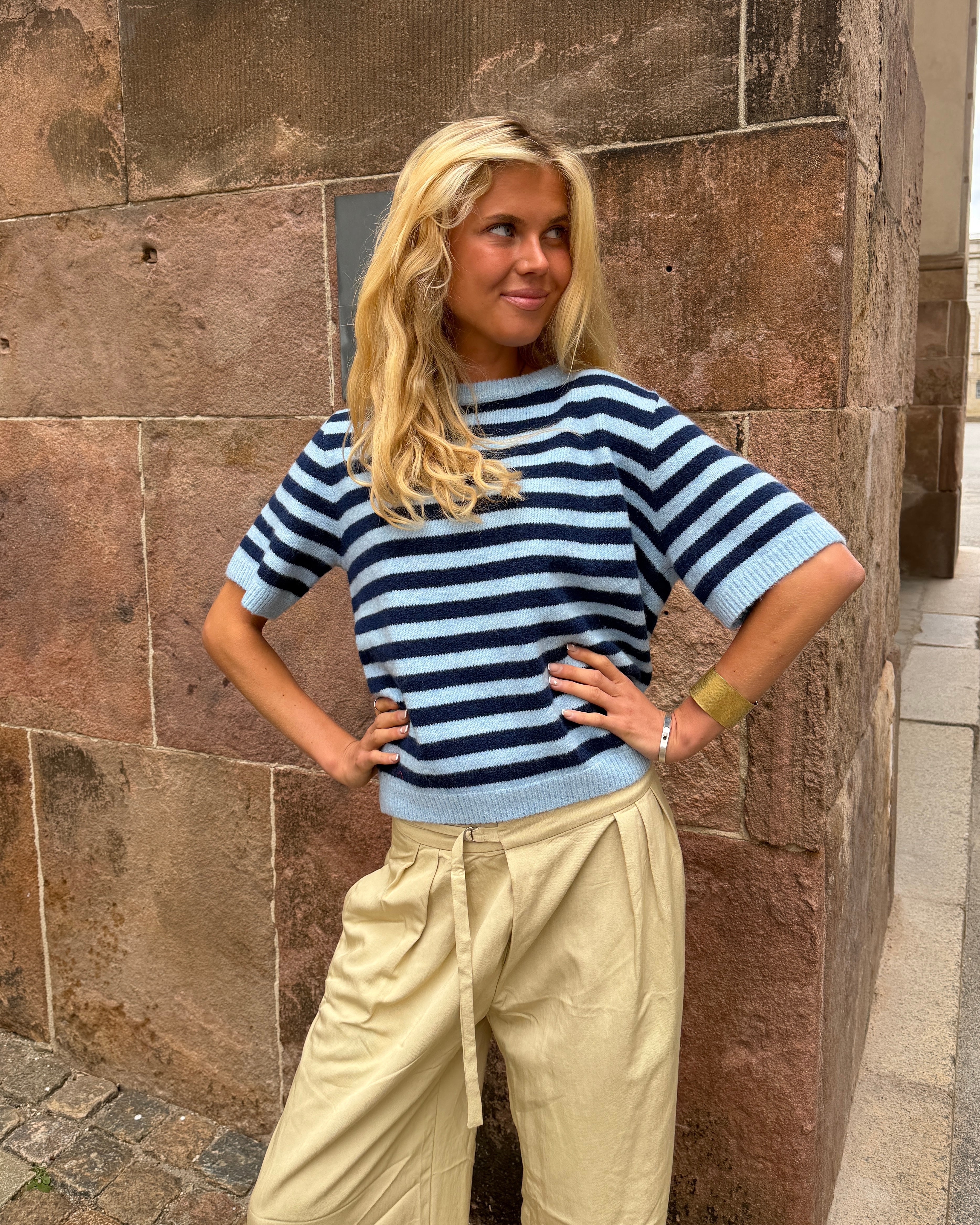 MIRA STRIBET STRIK - LIGHT BLUE/NAVY - Dinvintageshop