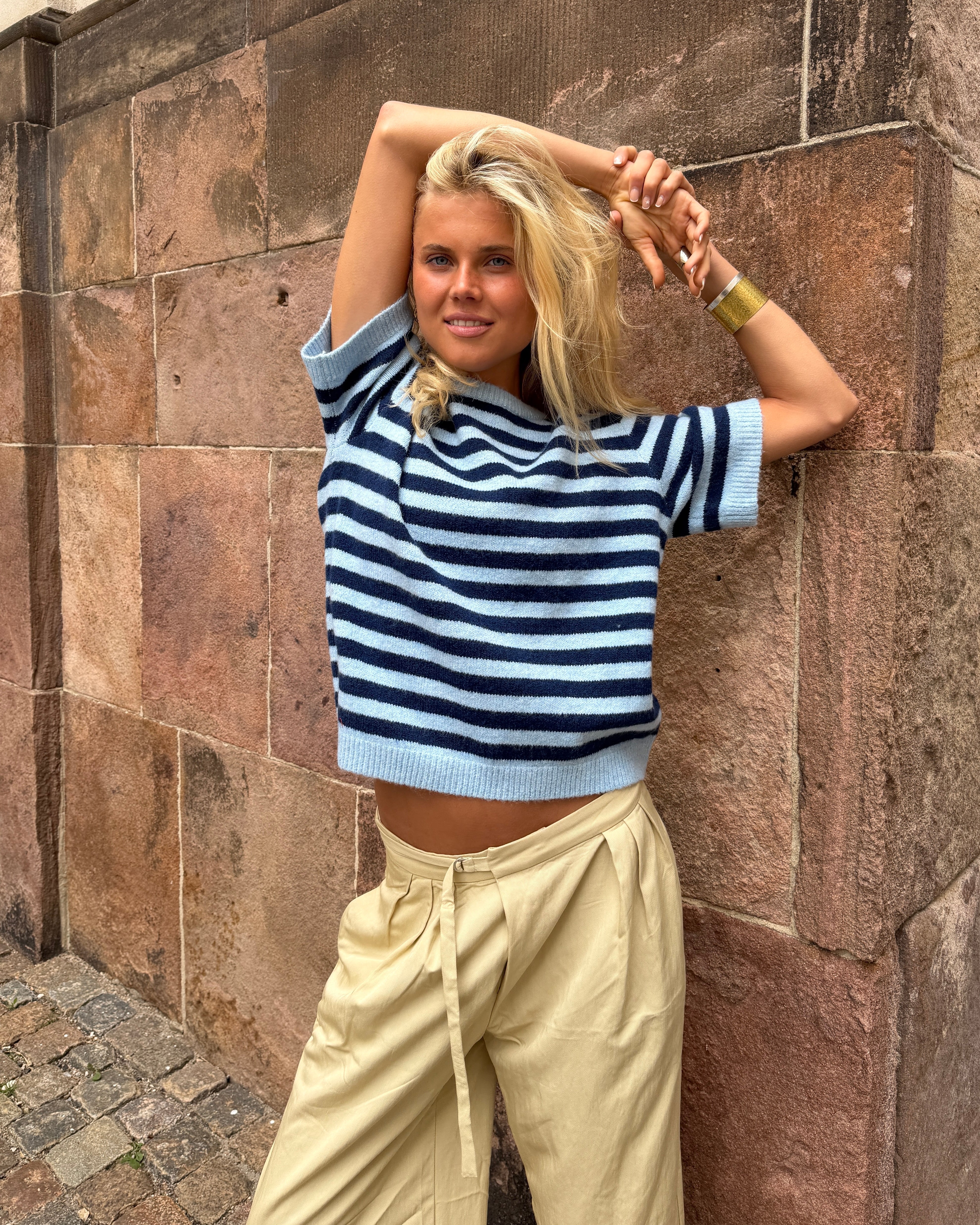 MIRA STRIBET STRIK - LIGHT BLUE/NAVY - Dinvintageshop