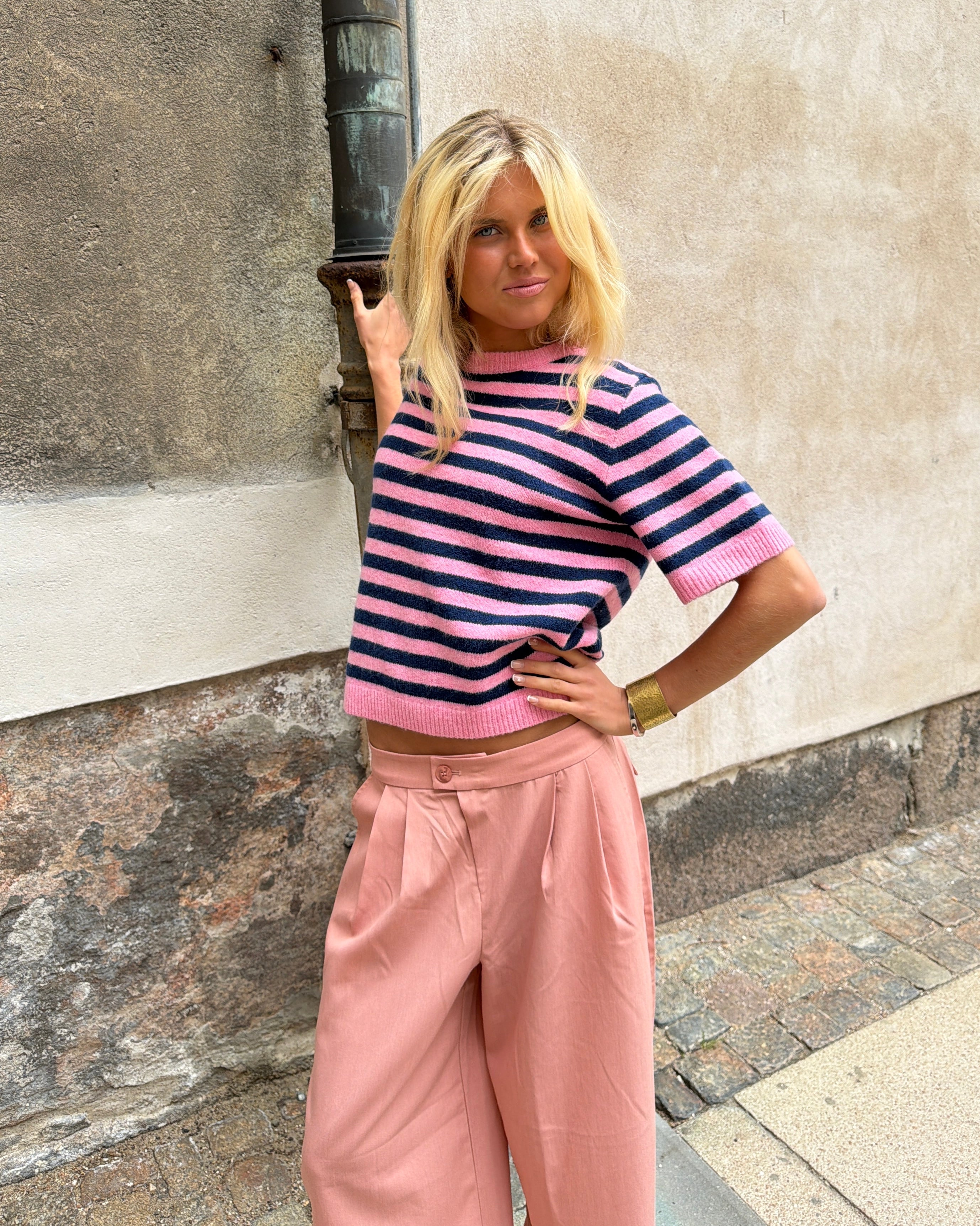 MIRA STRIBET STRIK - PINK/NAVY - Dinvintageshop