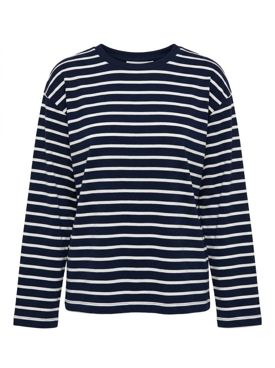 MYNTE STRIPE TEE - NAVY/WHITE - Dinvintageshop