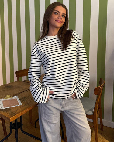 MYNTE STRIPE TEE - WHITE/NAVY