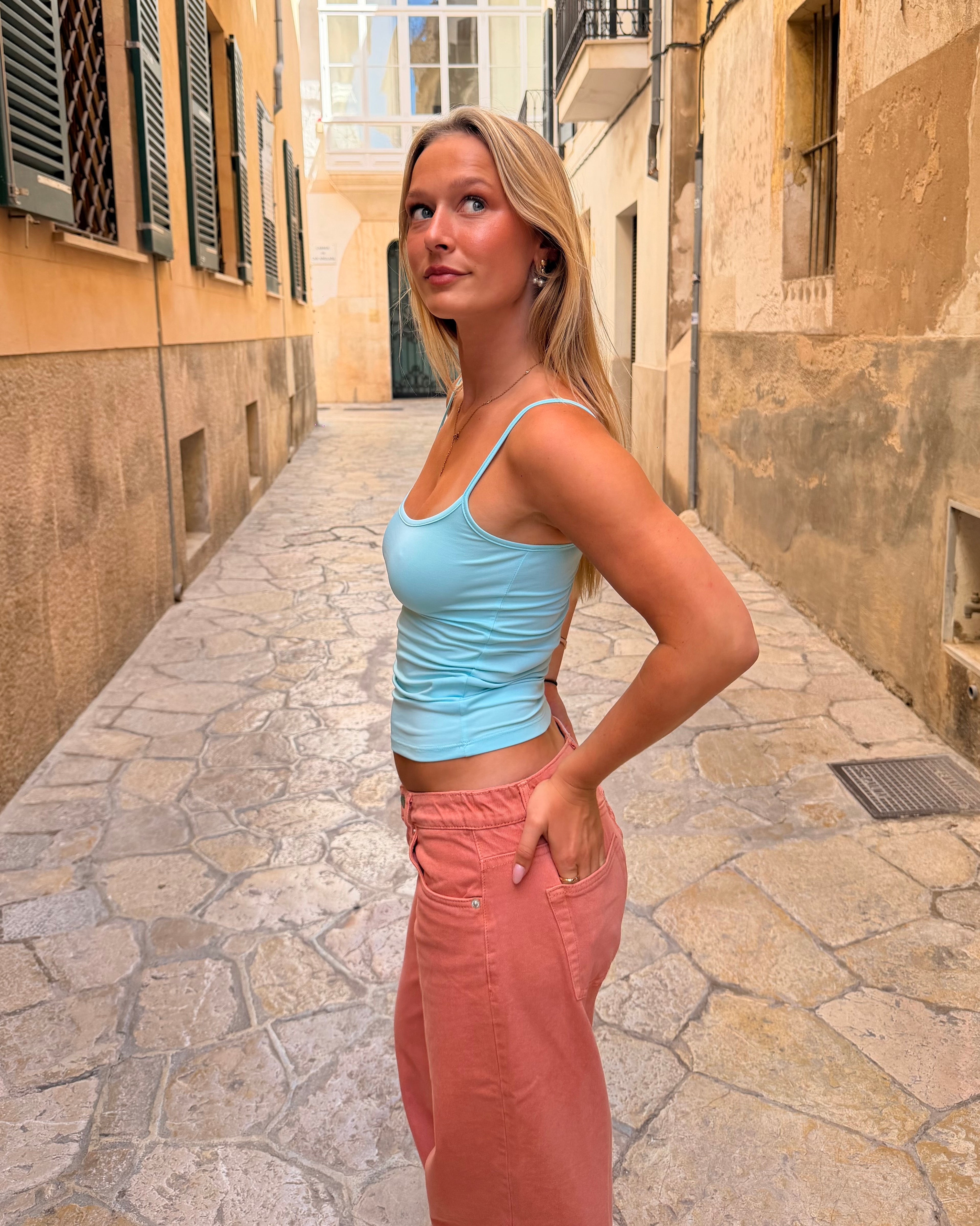 NANNA TANK TOP - LIGHT BLUE - Dinvintageshop