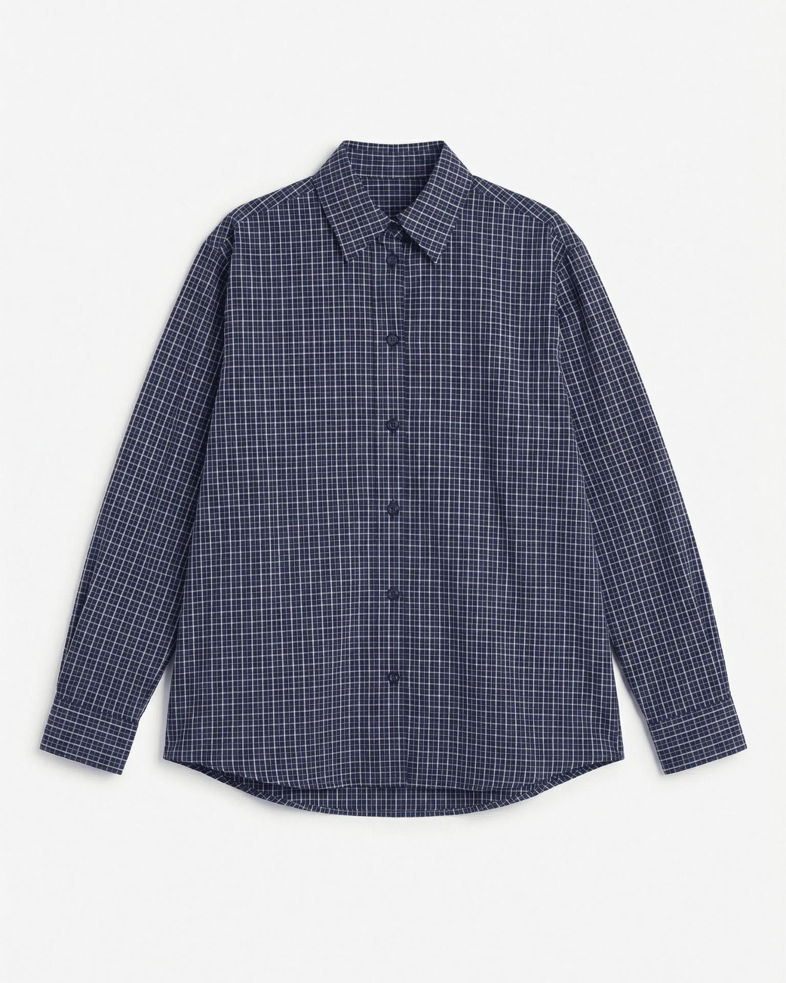 NEO BOXFIT SHIRT - NAVY CHECK