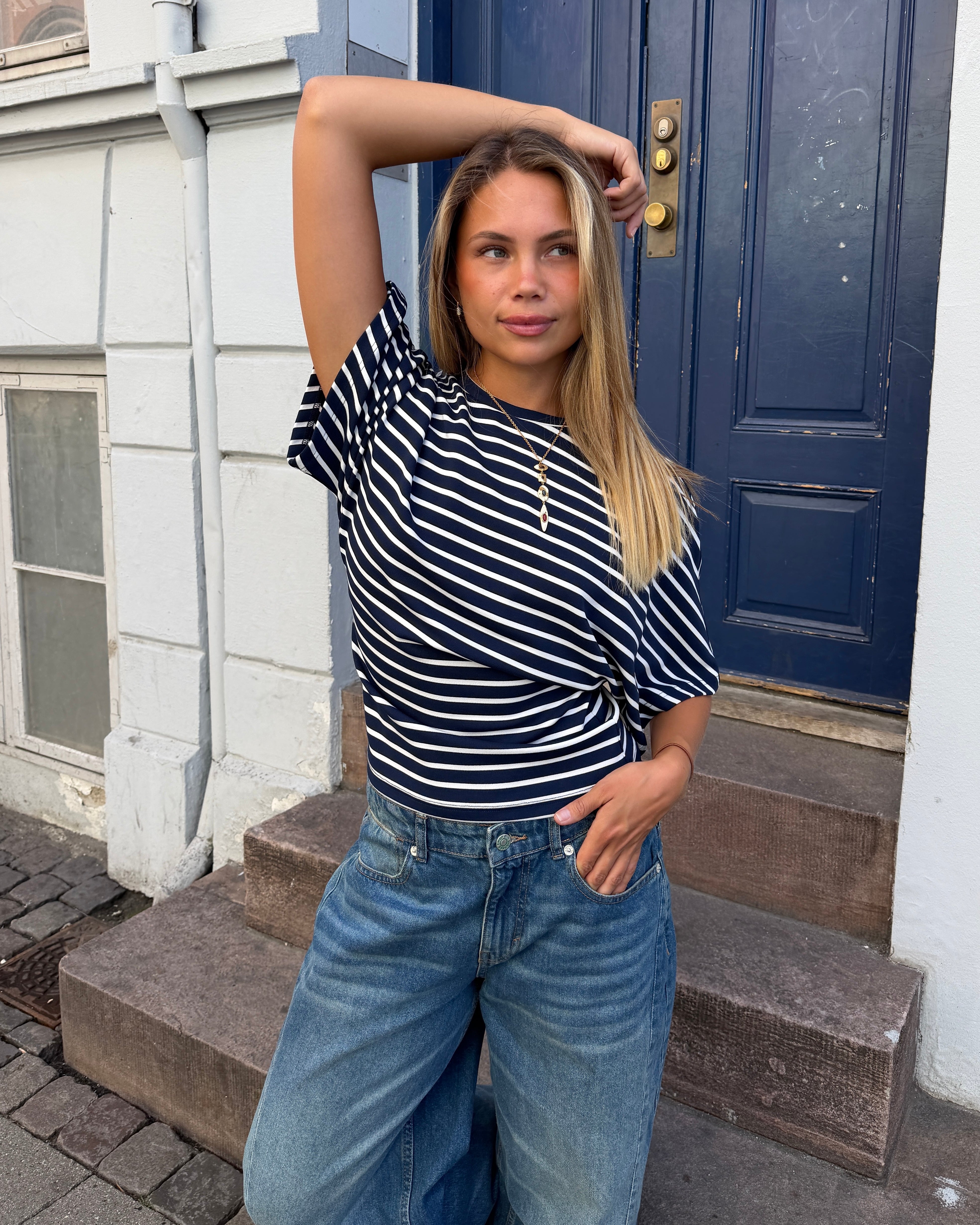 NINA STRIPE ANGEL TEE - NAVY/WHITE