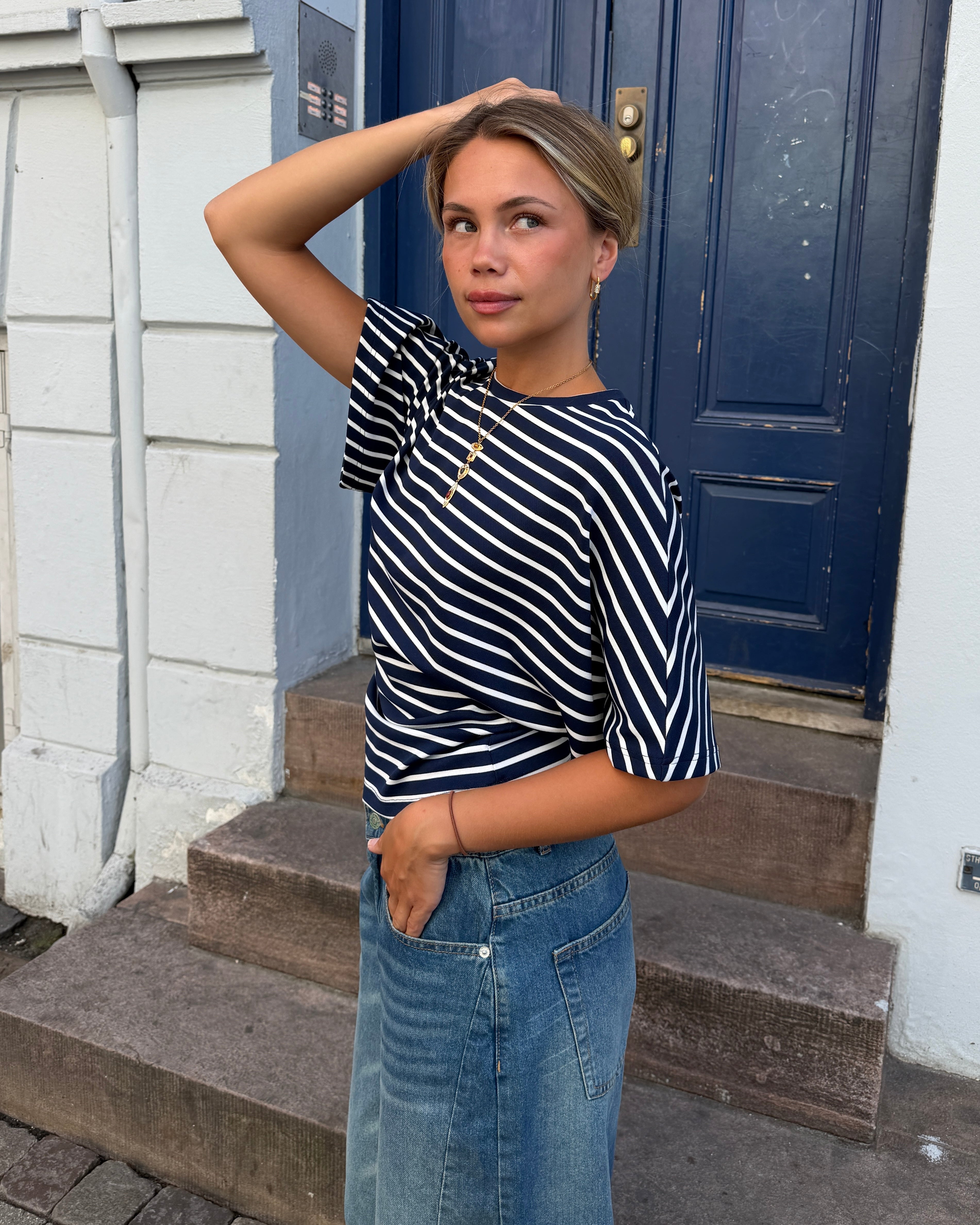 NINA STRIPE ANGEL TEE - NAVY/WHITE