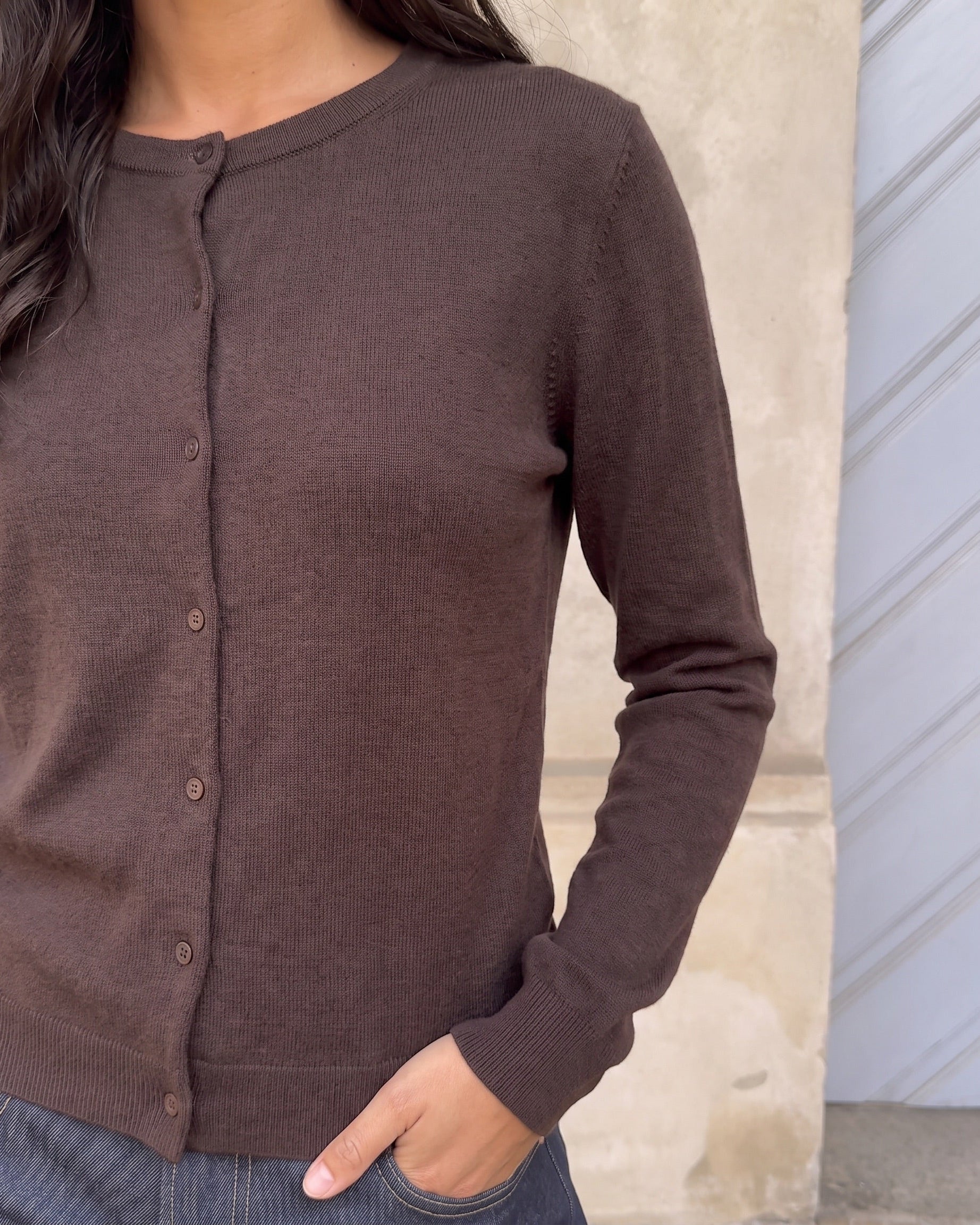 NORA KNIT CARDIGAN - HOT FUDGE - Dinvintageshop