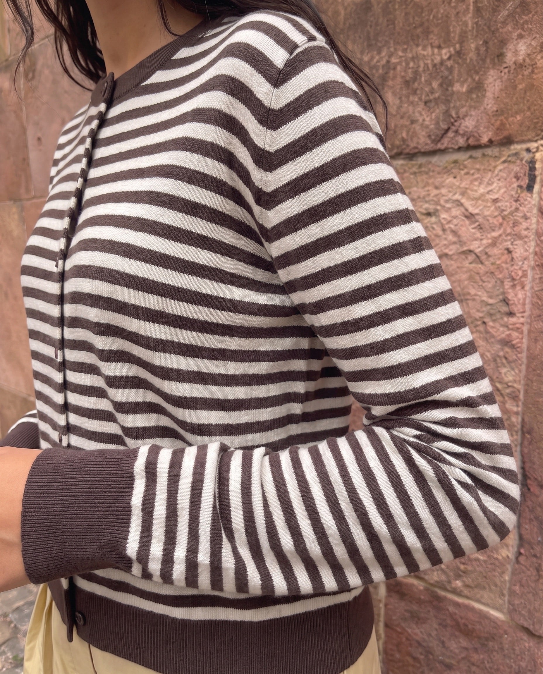 NORA KNIT CARDIGAN - HOT FUDGE/BIRCH - Dinvintageshop