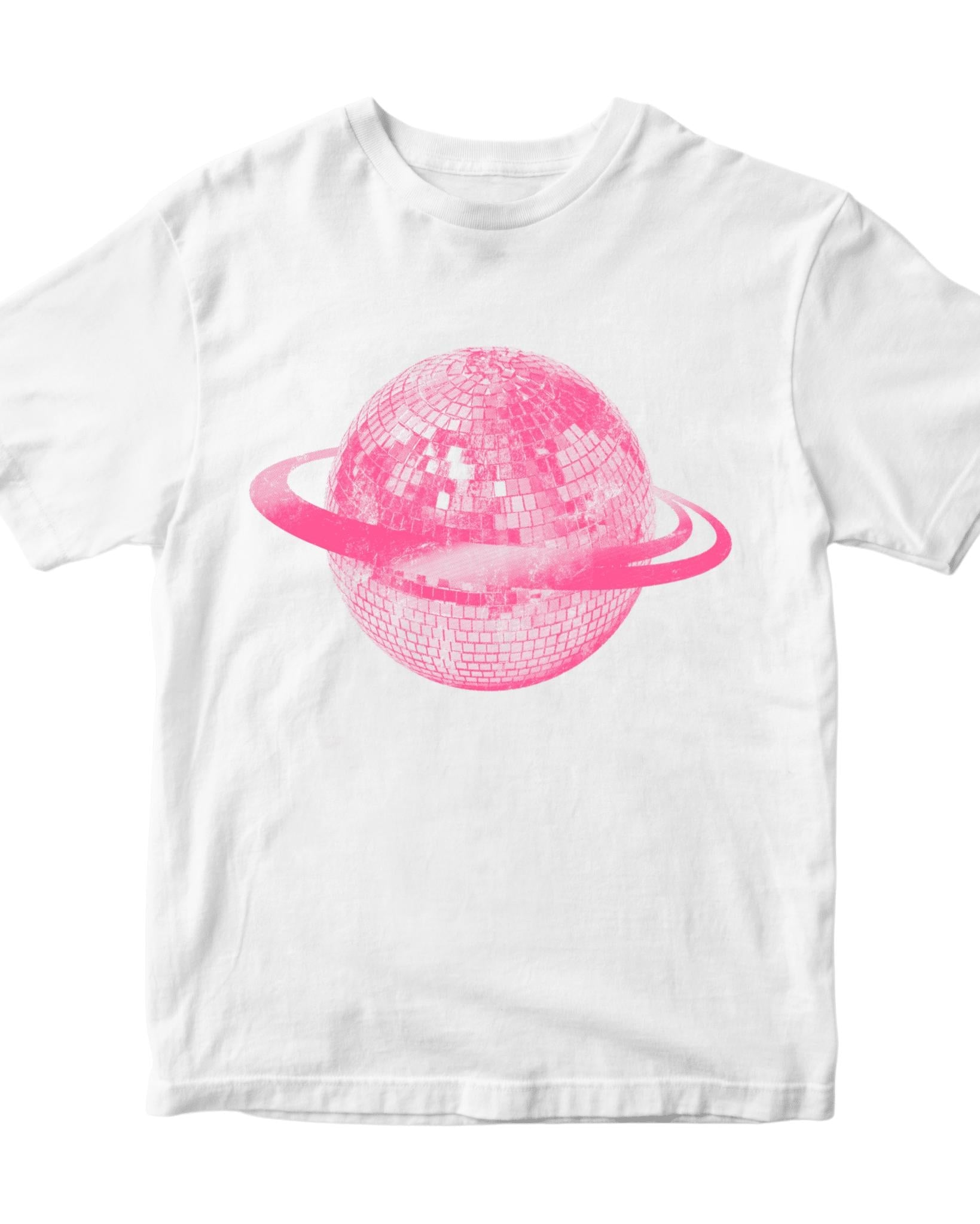 PLANET DISCO (pink), BABY TEE - WHITE
