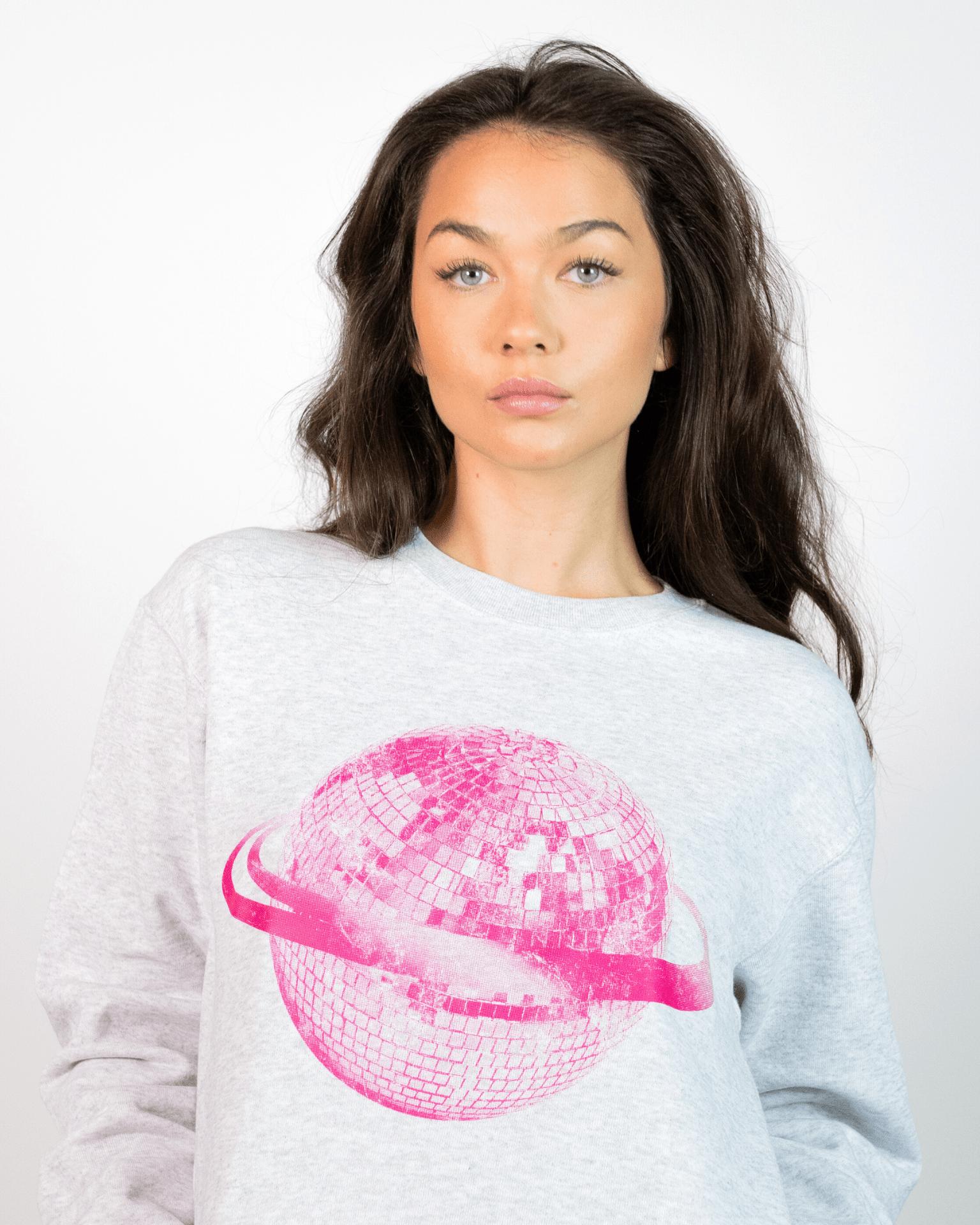 PLANET DISCO (pink) SWEATSHIRT - GREY