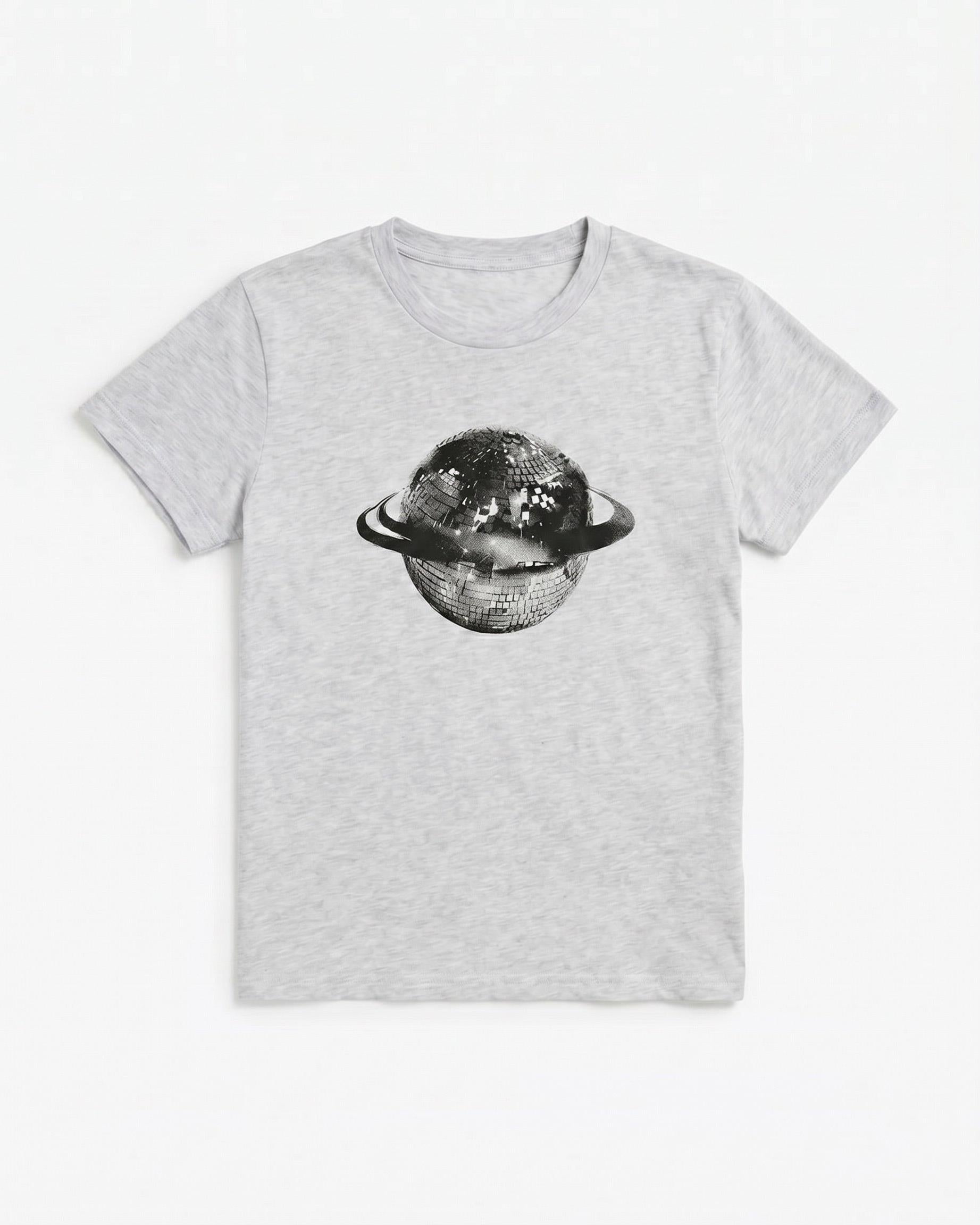 PLANET DISCO (sort), BABY TEE - GRÅ - Dinvintageshop