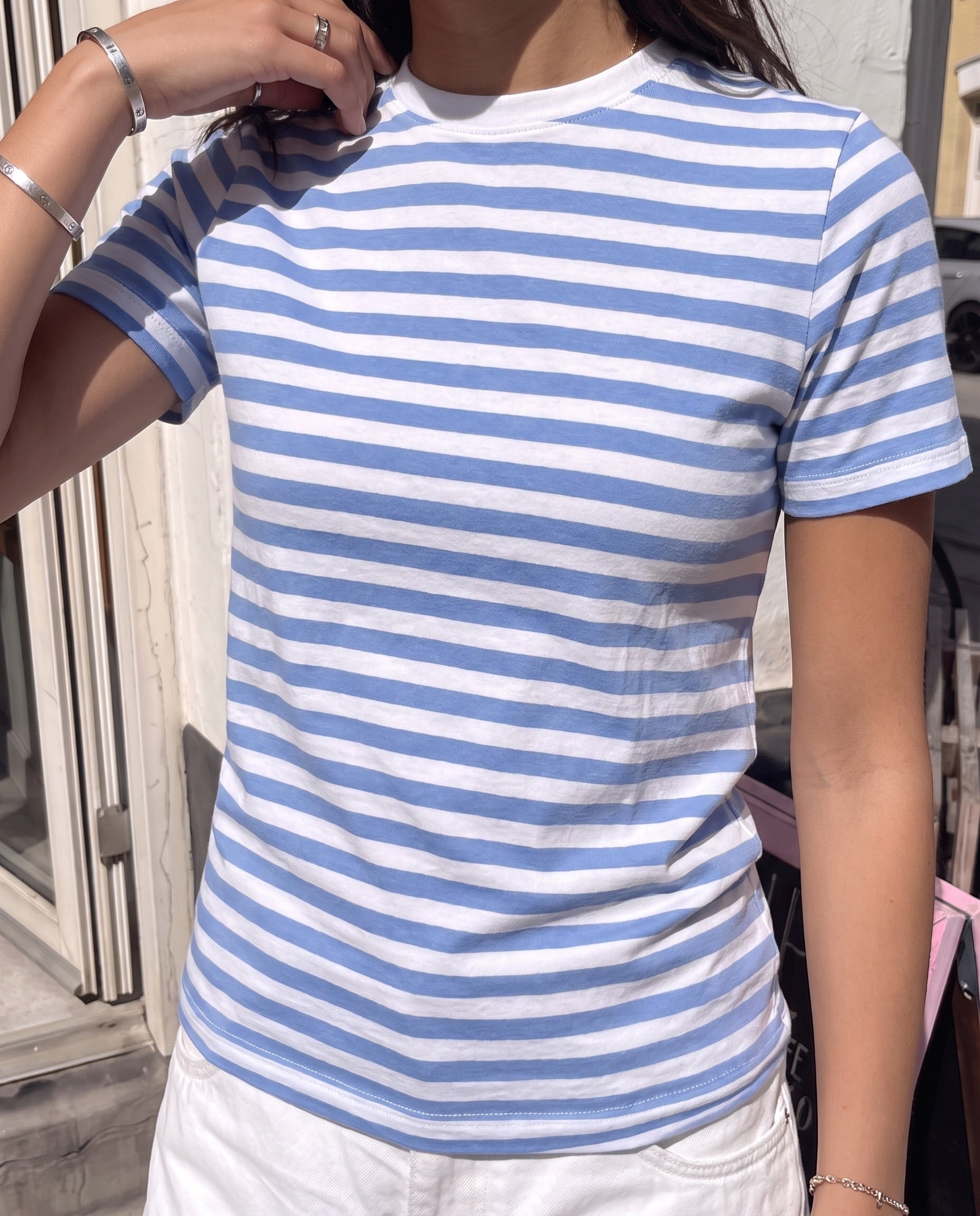 RIA STRIPE TEE - BLUE - Dinvintageshop