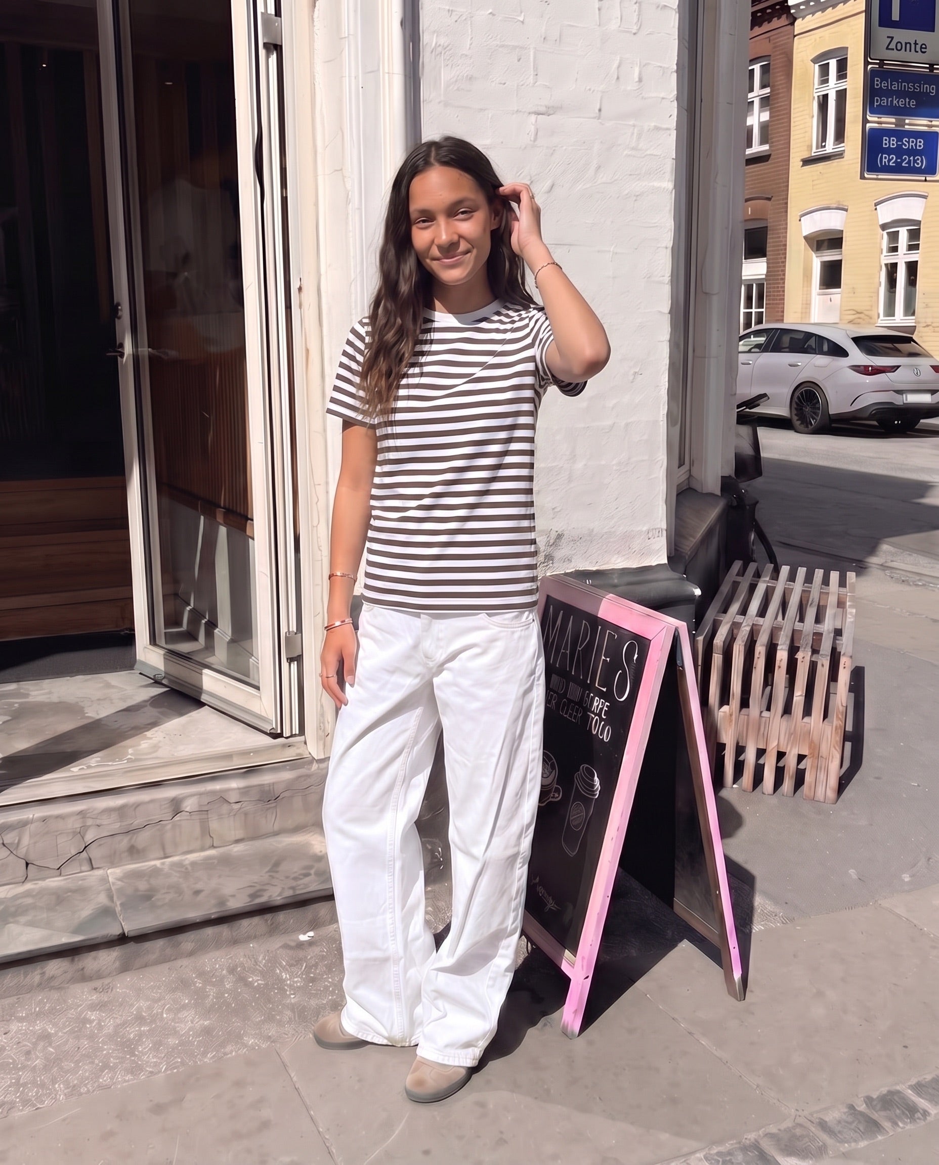 RIA STRIPE TEE - HOT FUDGE - Dinvintageshop