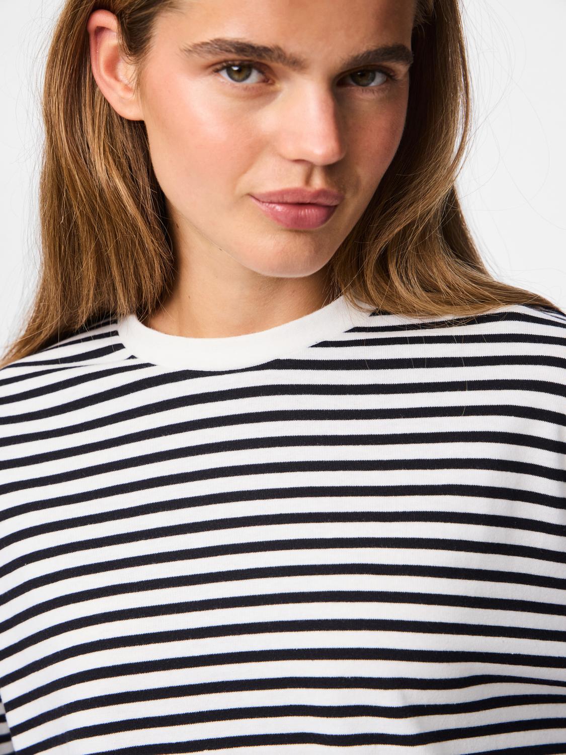 SADIE STRIPE TEE LS - CLOUD DANCER / BLACK