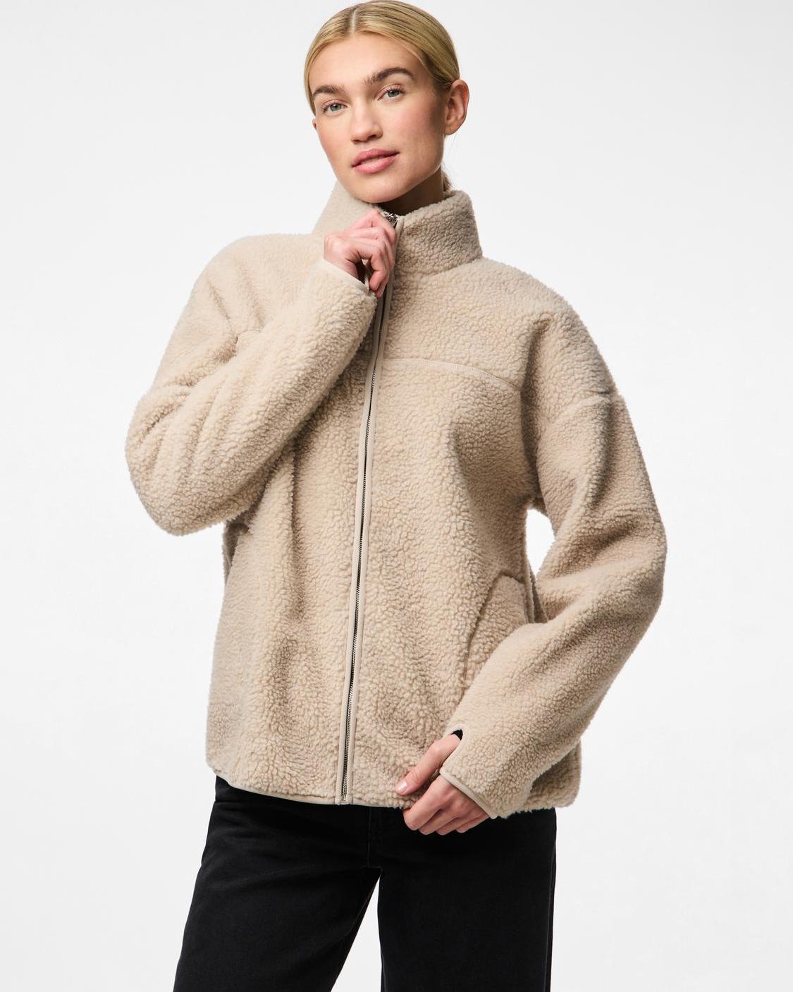 SADIA TEDDY JACKET - SILVER GRAY - Dinvintageshop
